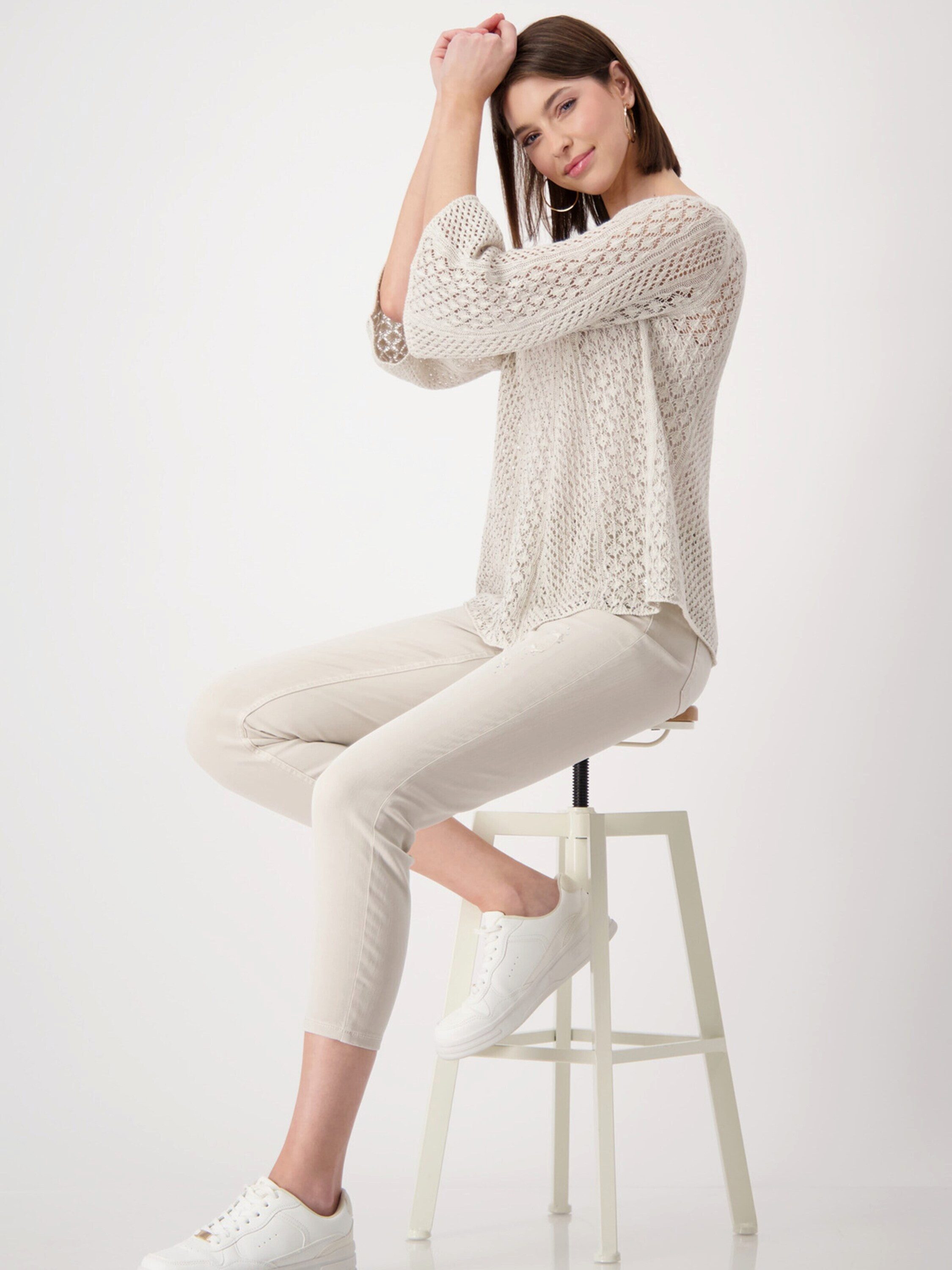 Monari Strickpullover (1-tlg) Lochmuster