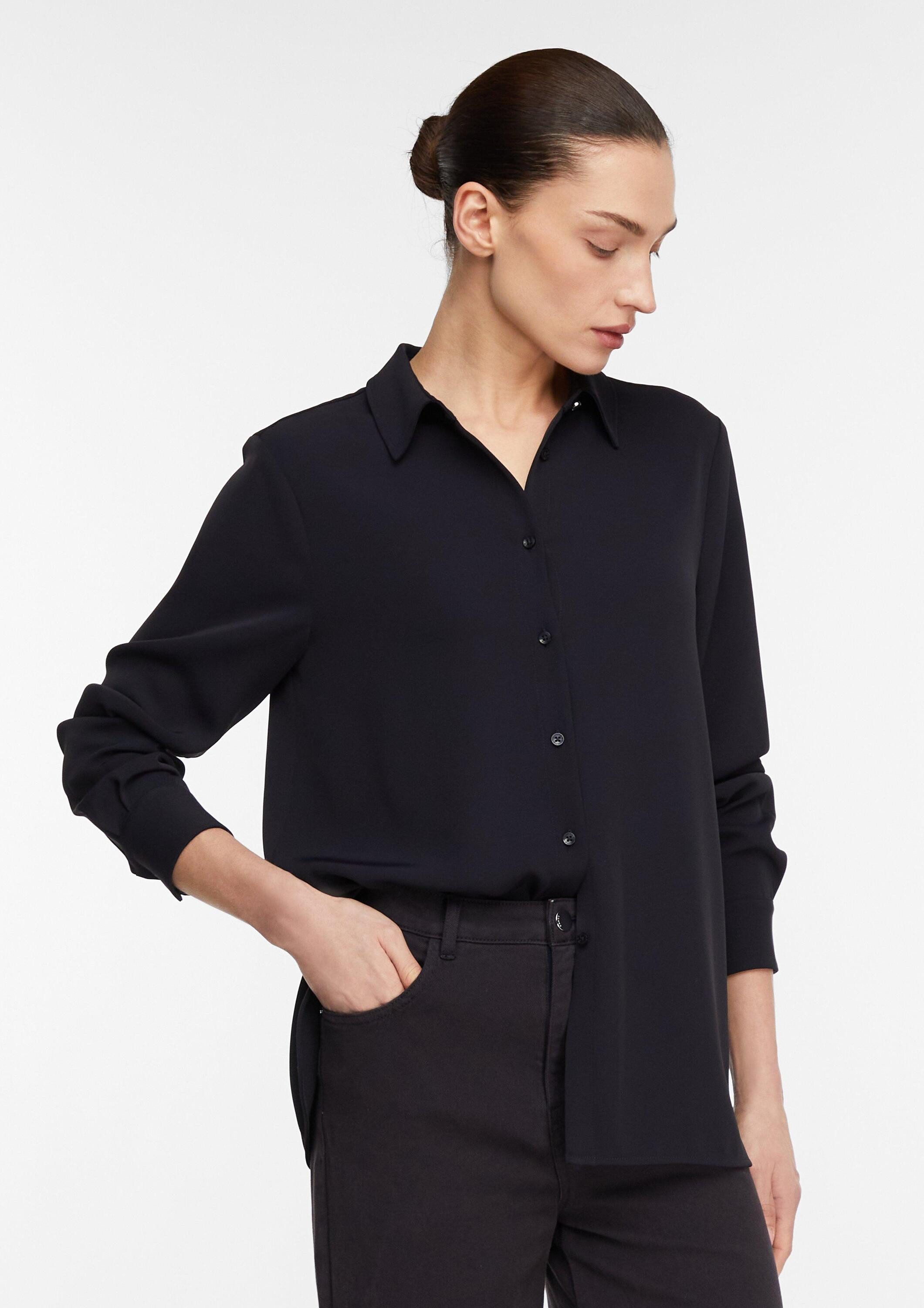 comma Langarmbluse Bluse Fließende Hemdbluse