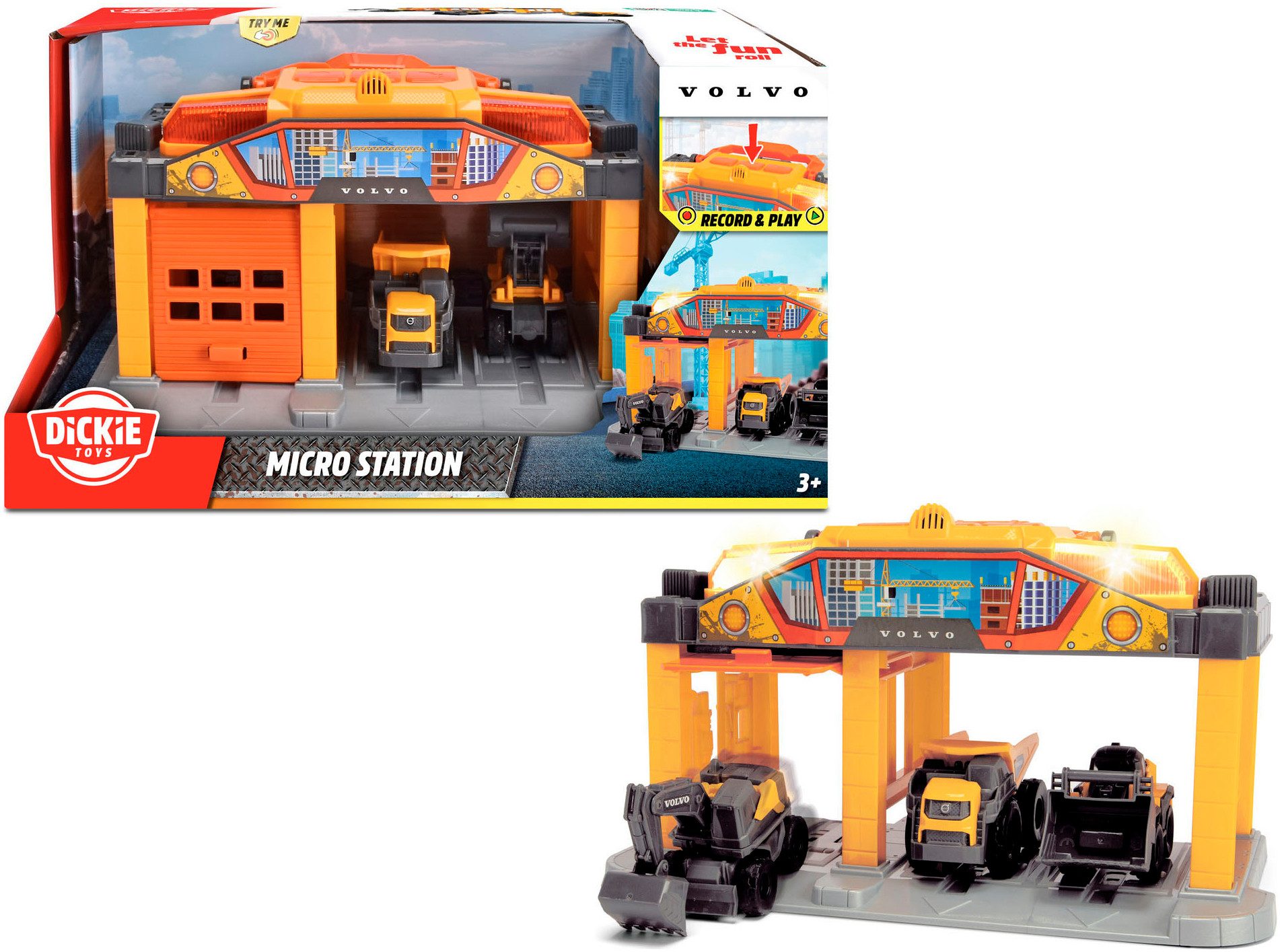 Dickie Toys Spiel-Gebäude Micro Construction Station, inklusive 3 Volvo Bau günstig online kaufen