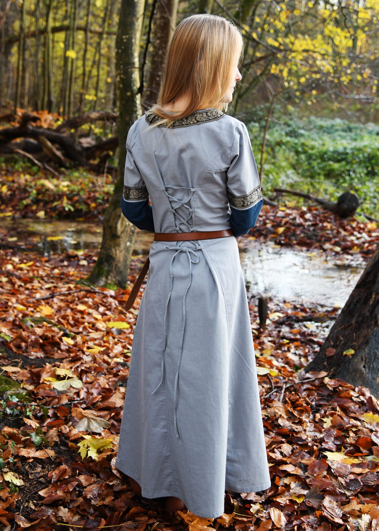 Battle Merchant Burgfräulein-Kostüm Kinder Fantasy-Mittelalterkleid blau, langarm "Eleanor"