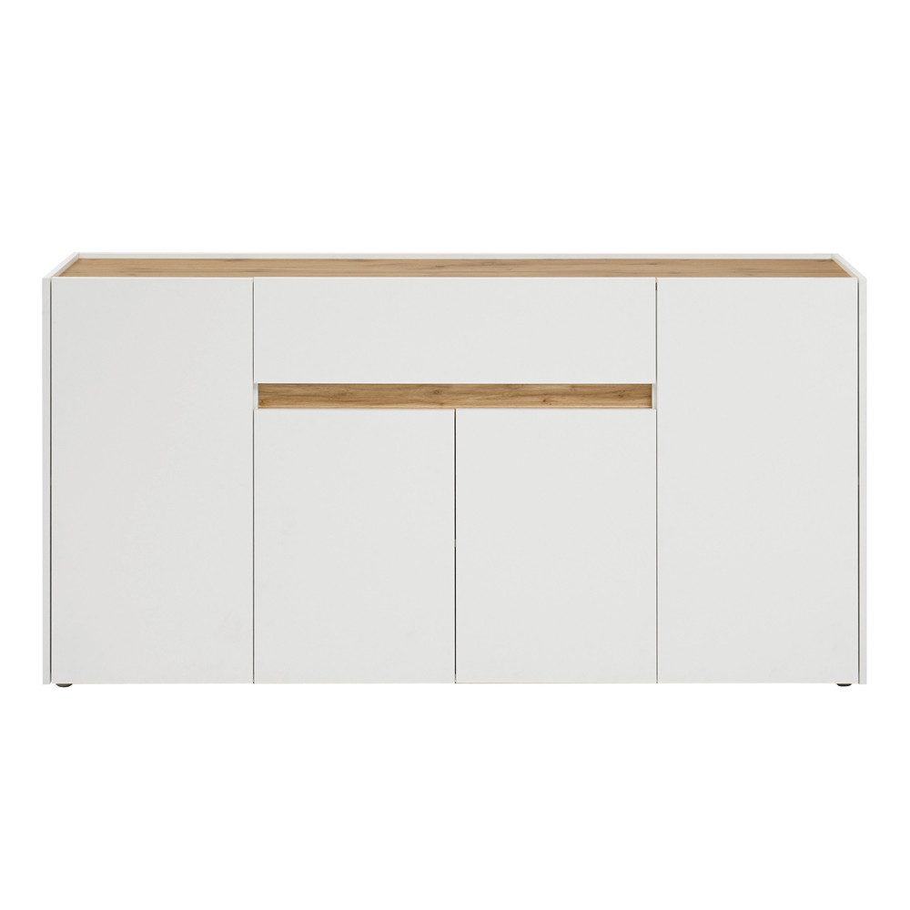 Lomadox Sideboard CRISP-61, Esszimmer in weiß mit Absetzungen in Wotan Eiche Nb., : 170/87/40 cm