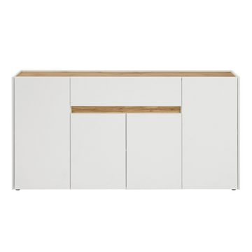Lomadox Sideboard CRISP-61, Esszimmer in weiß mit Absetzungen in Wotan Eiche Nb., : 170/87/40 cm