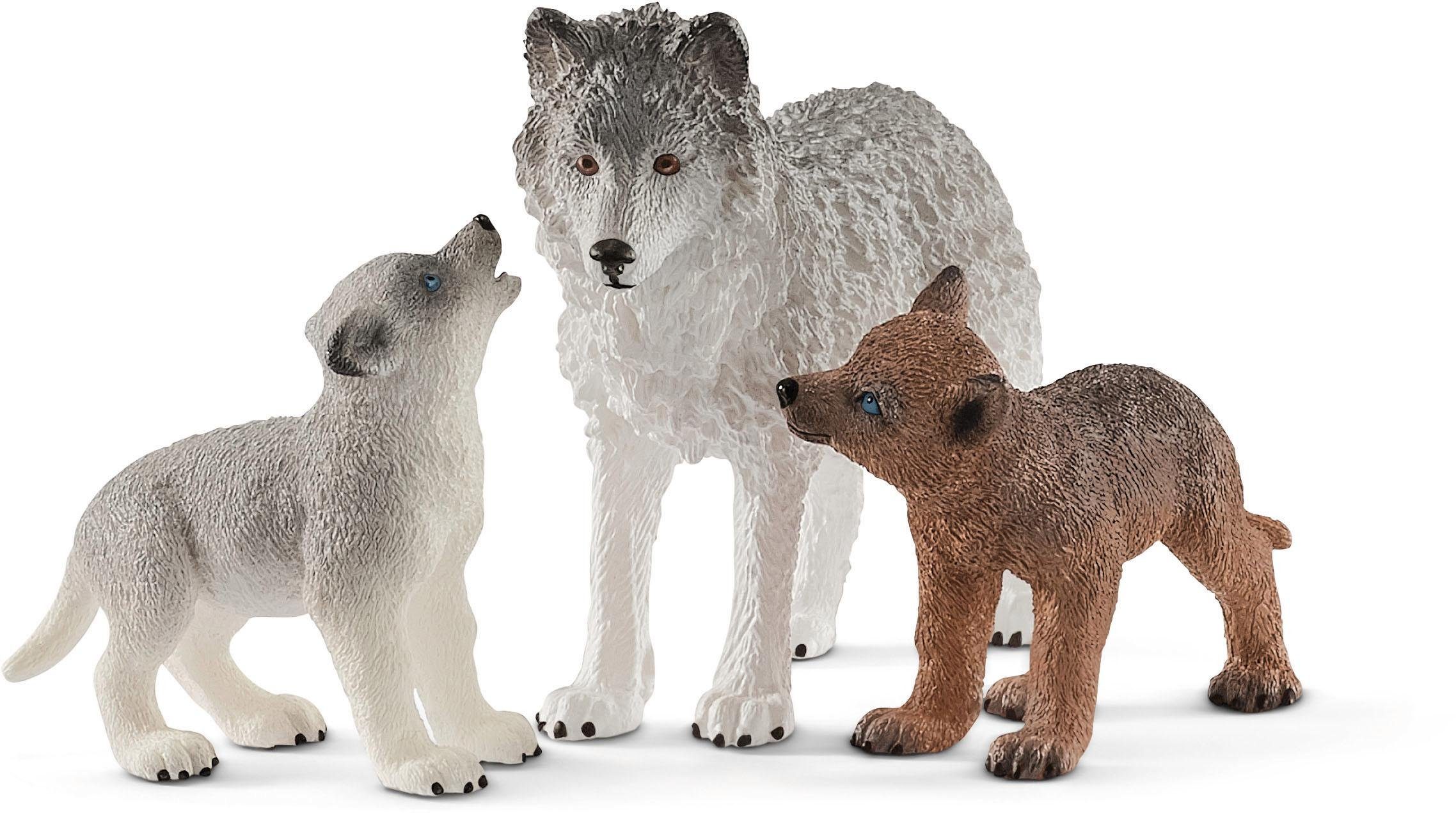 Schleich® Spielfigur WILD LIFE, Wolfsmutter mit Welpen (42472), (Set)