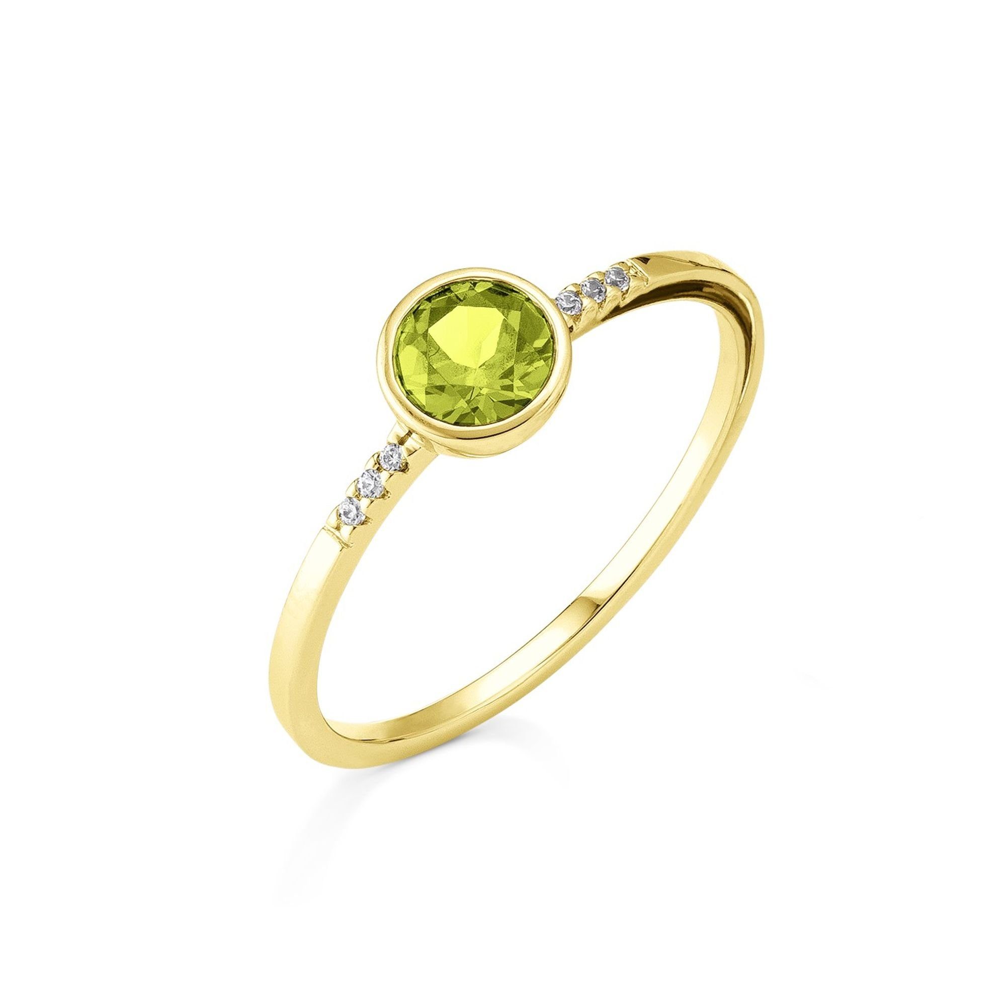Orolino Fingerring Gold 585 mit 6x Brillant zus. 0,025ct. und Peridot günstig online kaufen