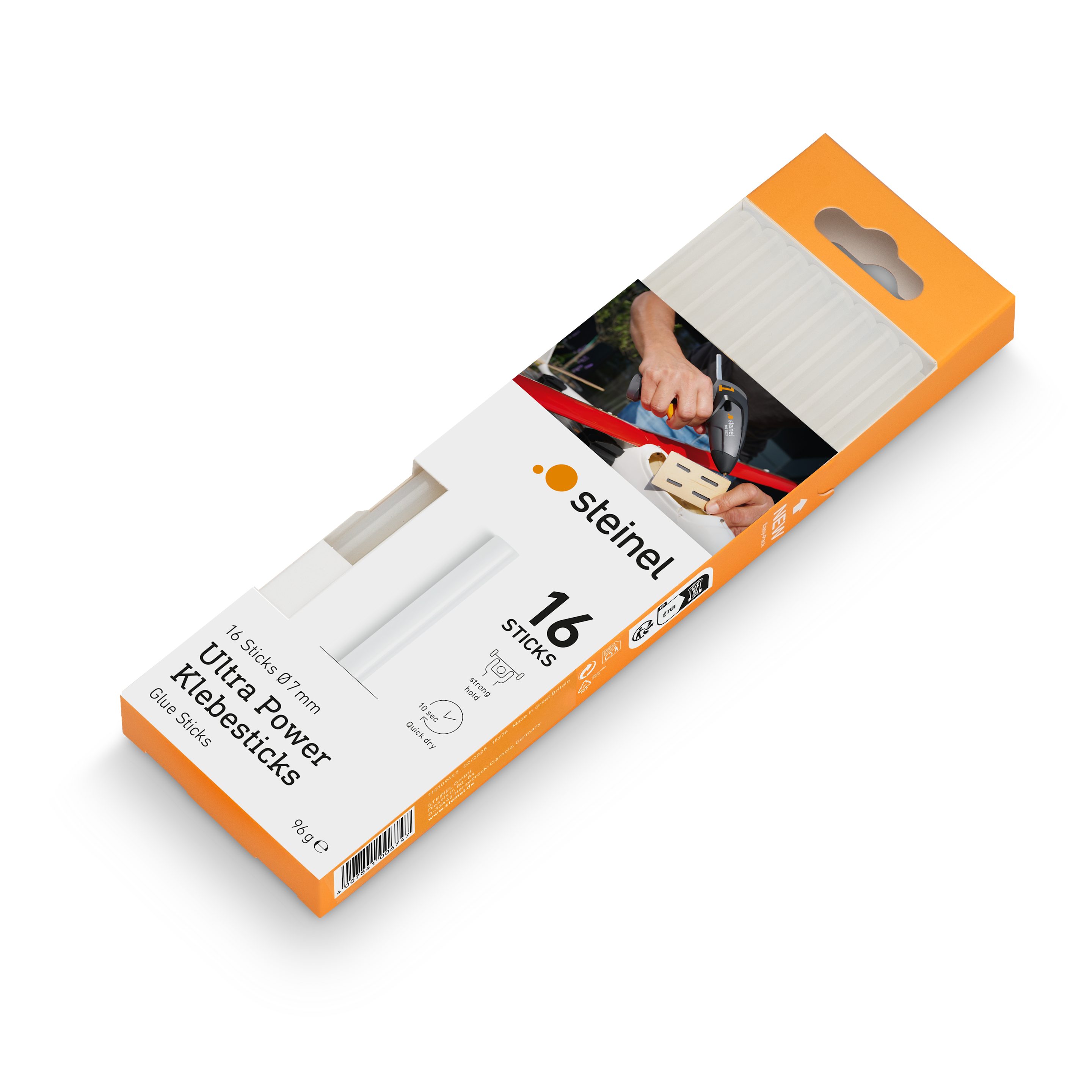 steinel Klebesticks Ultra Power, Ø 7 mm, 16 Stück, 150 mm Länge, transparent