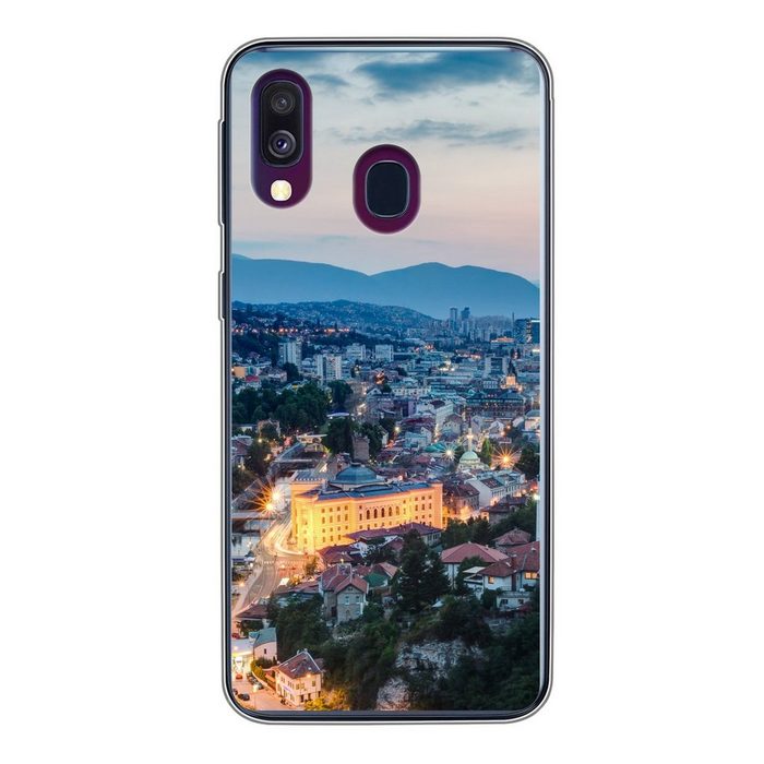MuchoWow Handyhülle Stadtbild von Sarajevo in Bosnien und Herzegowina Handyhülle Samsung Galaxy A40 Smartphone-Bumper Print Handy
