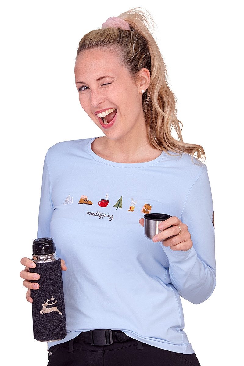 Almgwand Trachtenshirt Longsleeve Damen - LAZINSERALM - hellblau