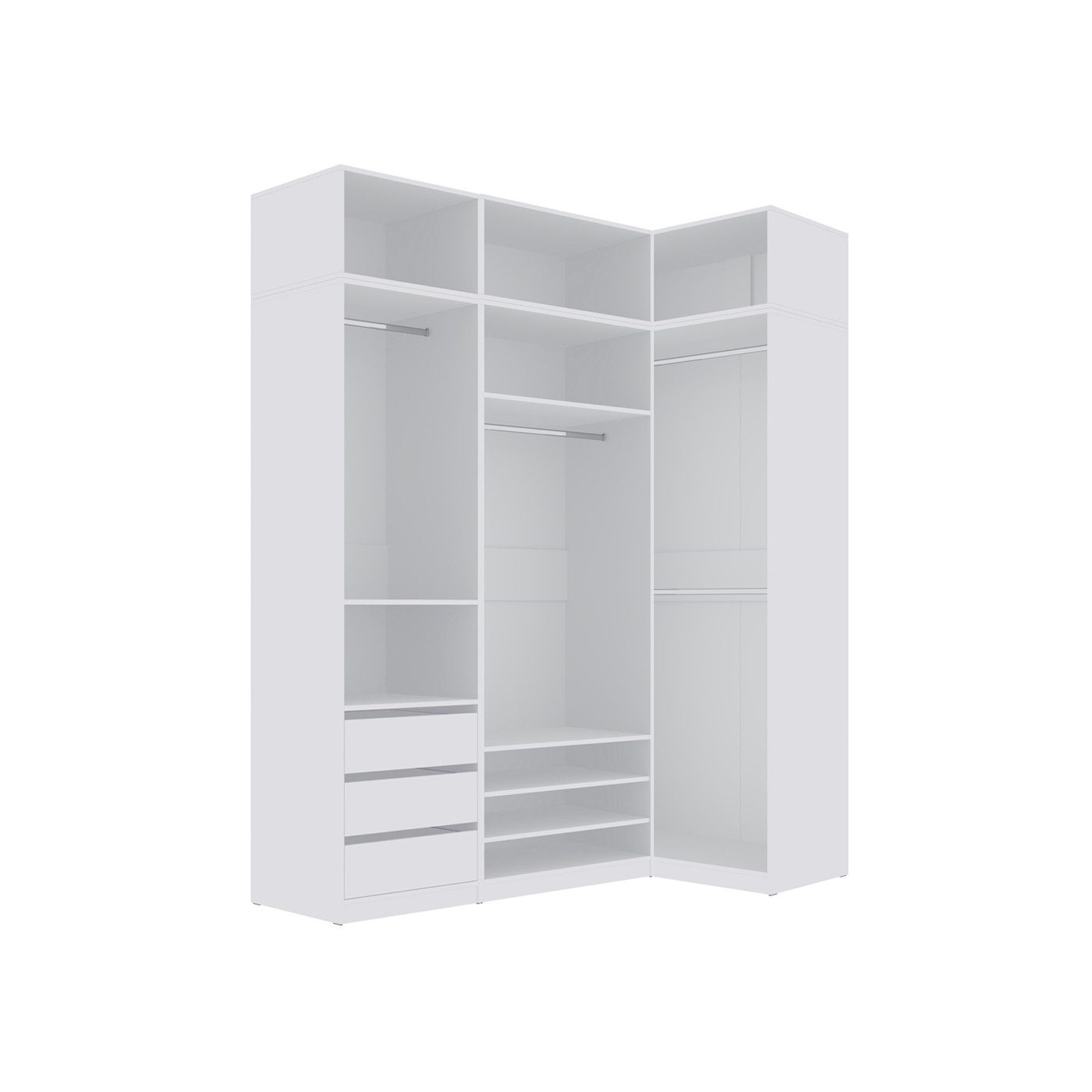 Marmex Möbel Mehrzweckschrank TRES SET L/NB Ankleidezimmer Möbel begehbarer Kleiderschrank (6-St) Modulschrank, Einbauschrank, Mehrzweckschrank, Schuhe
