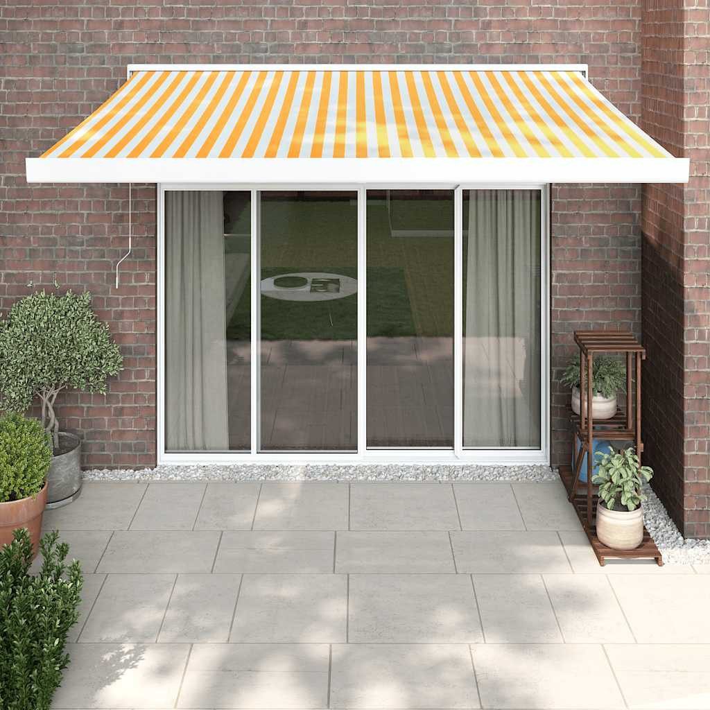 furnicato Markise Einziehbare 3 x 2,5 m Gelb und Weiß UV-beständiges Sonnenschutzdach mit Fernbedienung für den Balkon