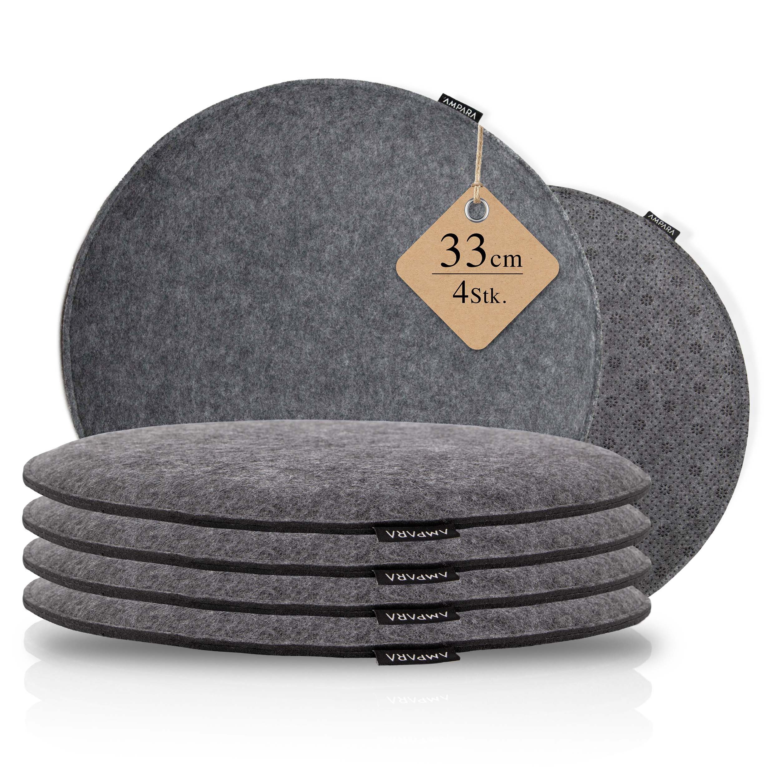 AMPARA Stuhlkissen rund 33 cm - 4er Set
