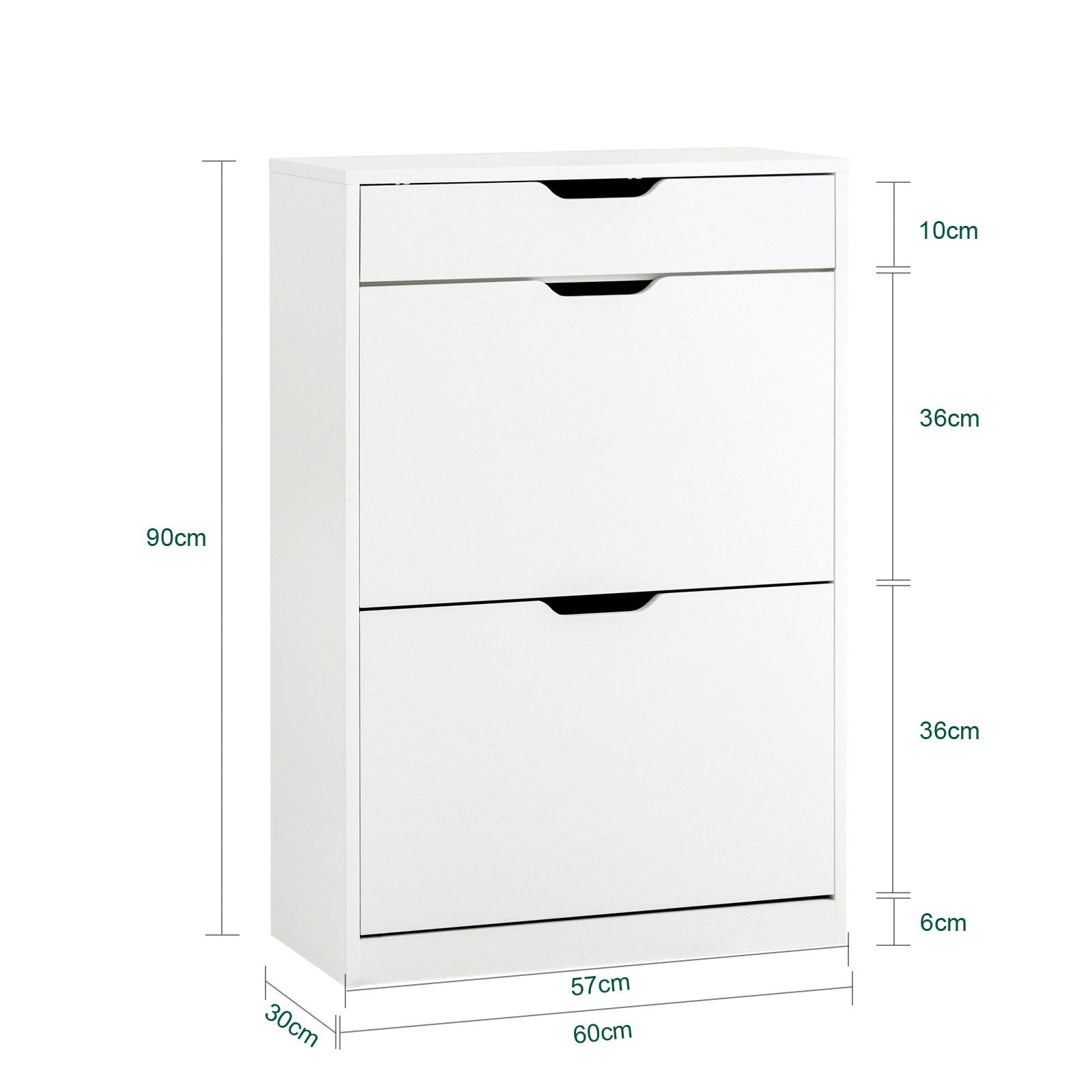 SoBuy Schuhschrank Schuhschrank schmal, Schuhregal Schuhkommode Schuhablage mit 2 Klappen, Schuhschrank perfekt für schmale Flure, für 10 Paar