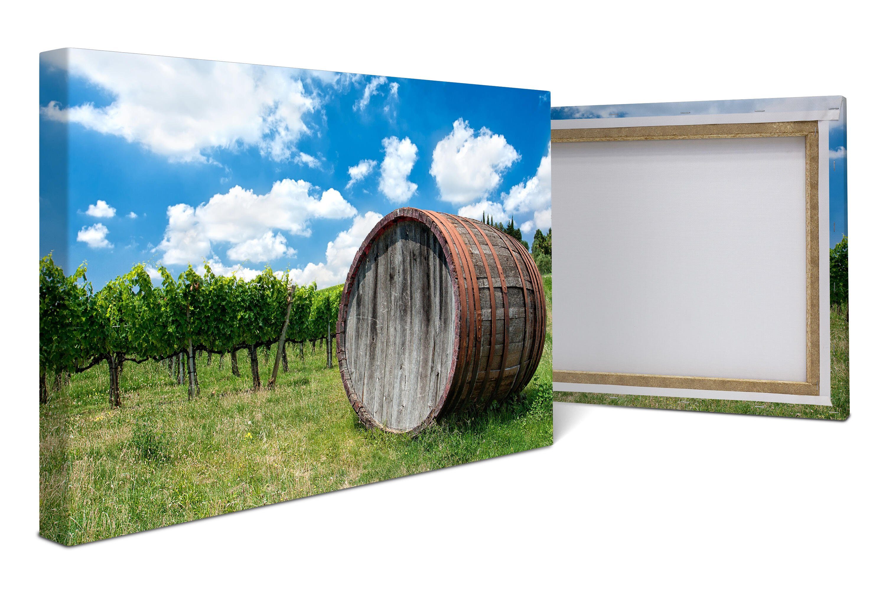 wandmotiv24 Leinwandbild Weinfass in der Toskana, Landschaft (1 St), Wandbild, Wanddeko, Leinwandbilder in versch. Größen