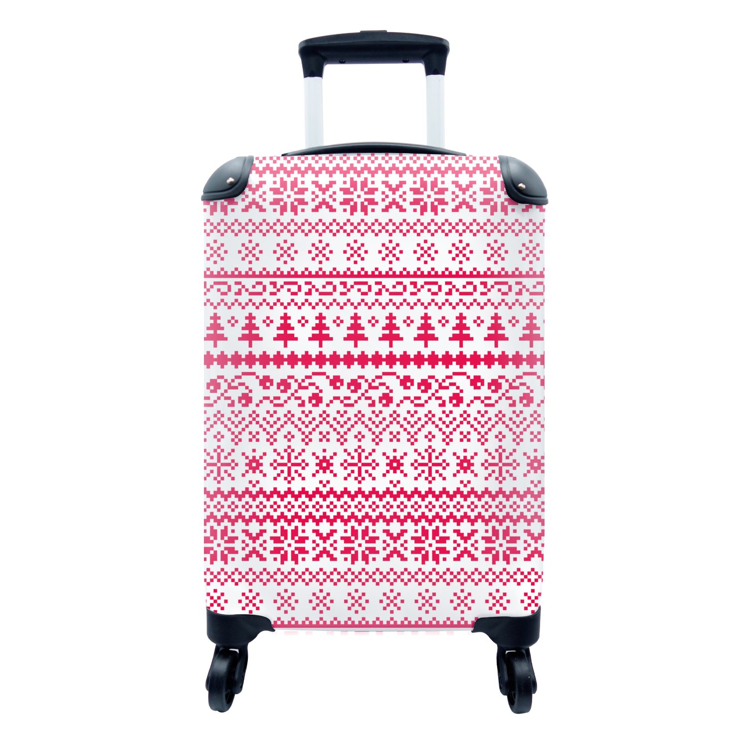 MuchoWow Handgepäckkoffer Weihnachten - Muster - Baum, 4 Rollen, Reisetasche mit rollen, Handgepäck für Ferien, Trolley, Reisekoffer