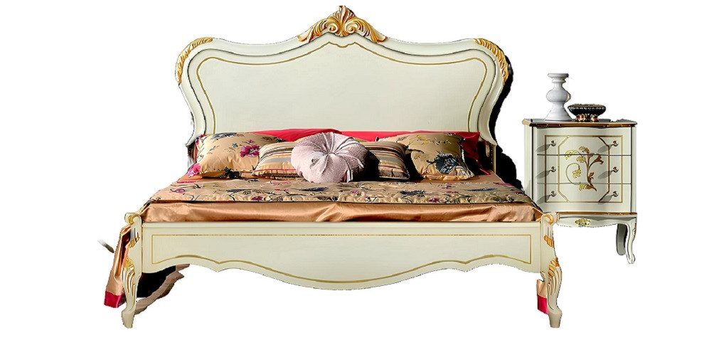Xlmoebel Schlafzimmer-Set Luxuriöses Bett mit Holz-Kopfteil und Nachttischen in elegantem Design, (3-tlg., Bett+2x Nachttische), Hergestellt in Italia