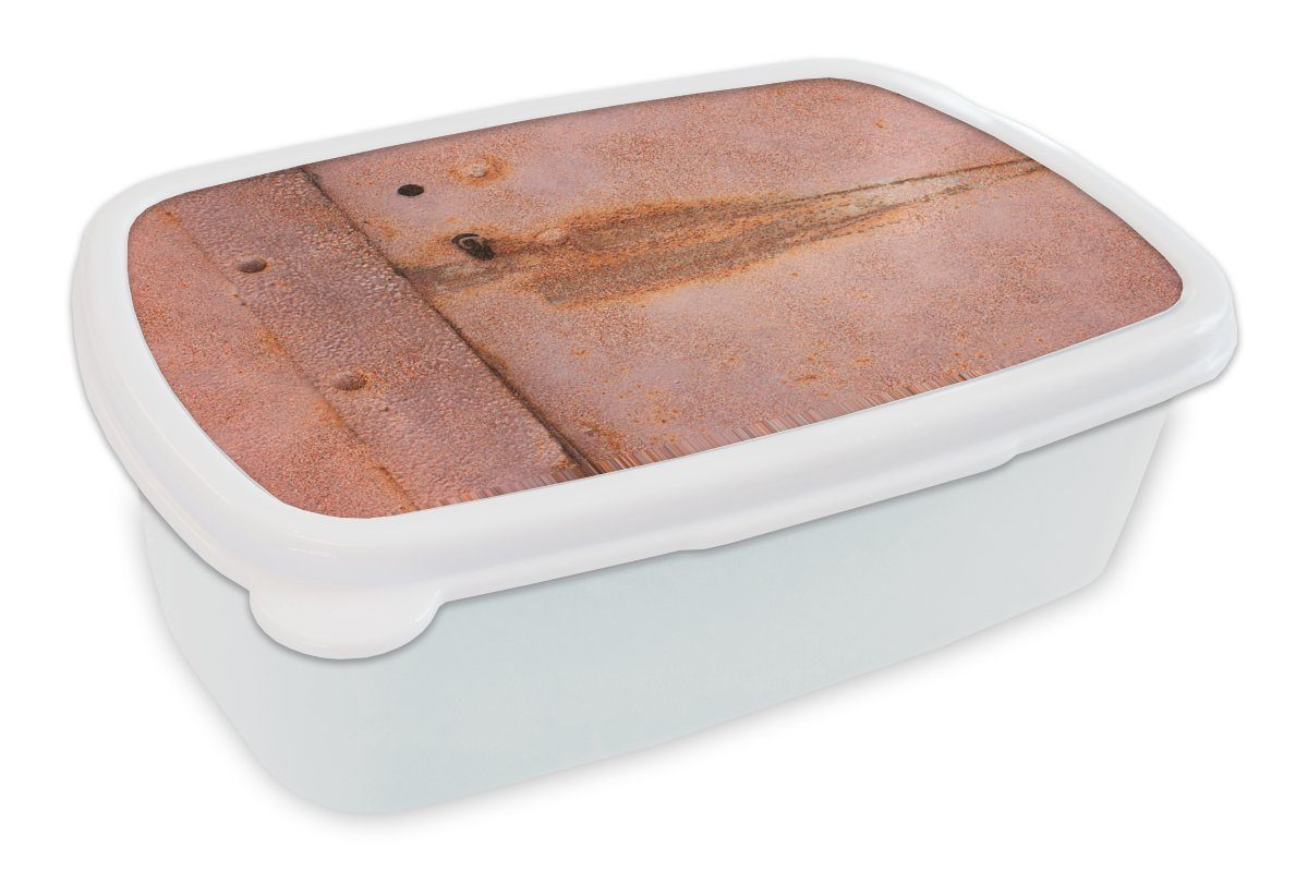 MuchoWow Lunchbox Metall - Rost - Industrie, Kunststoff, (2-tlg), Brotbox für Kinder und Erwachsene, Brotdose, für Jungs und Mädchen weiß