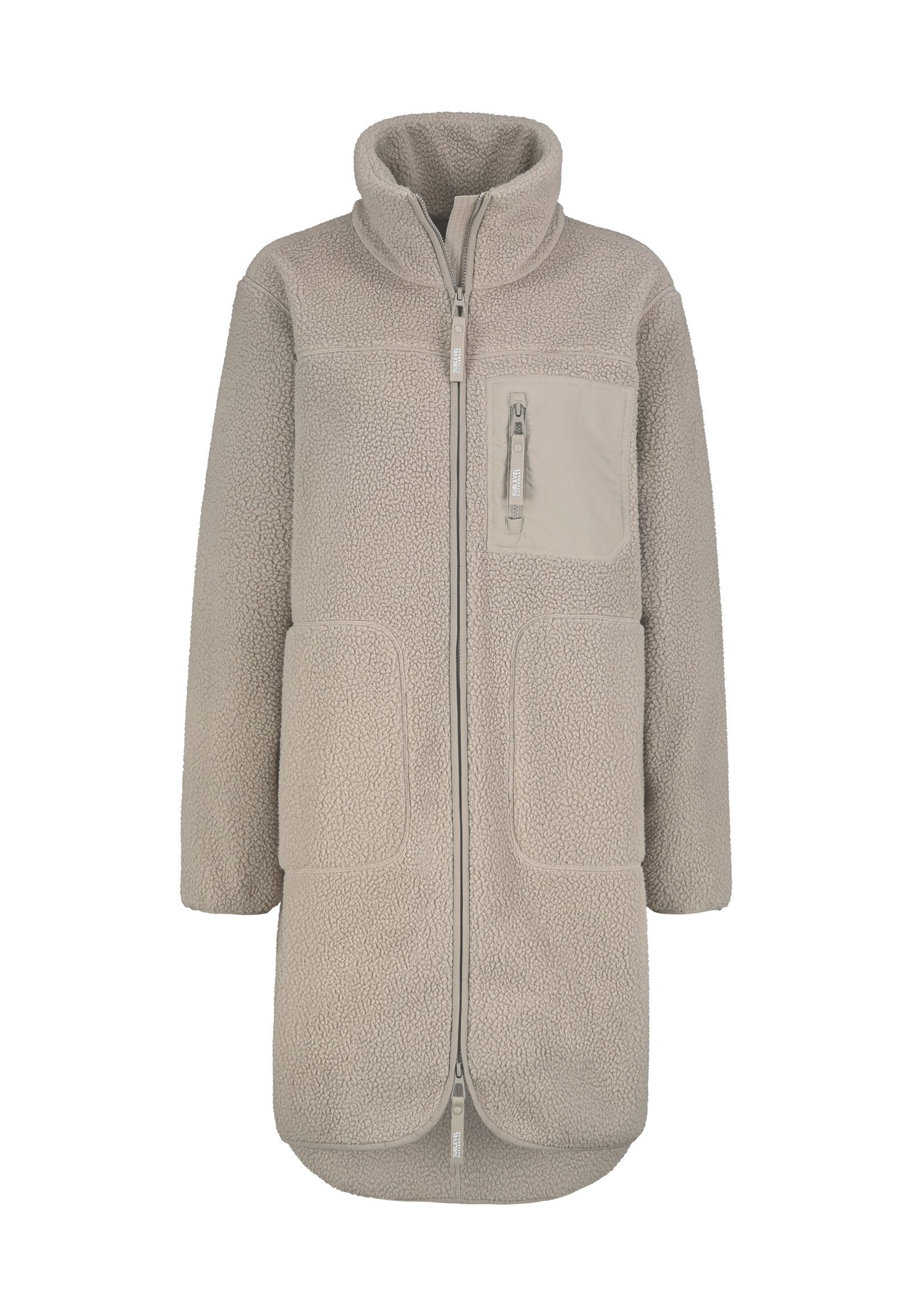 SUBLEVEL Fleecejacke Damen Fleecemantel lang mit Brusttasche Fleecemantel m günstig online kaufen