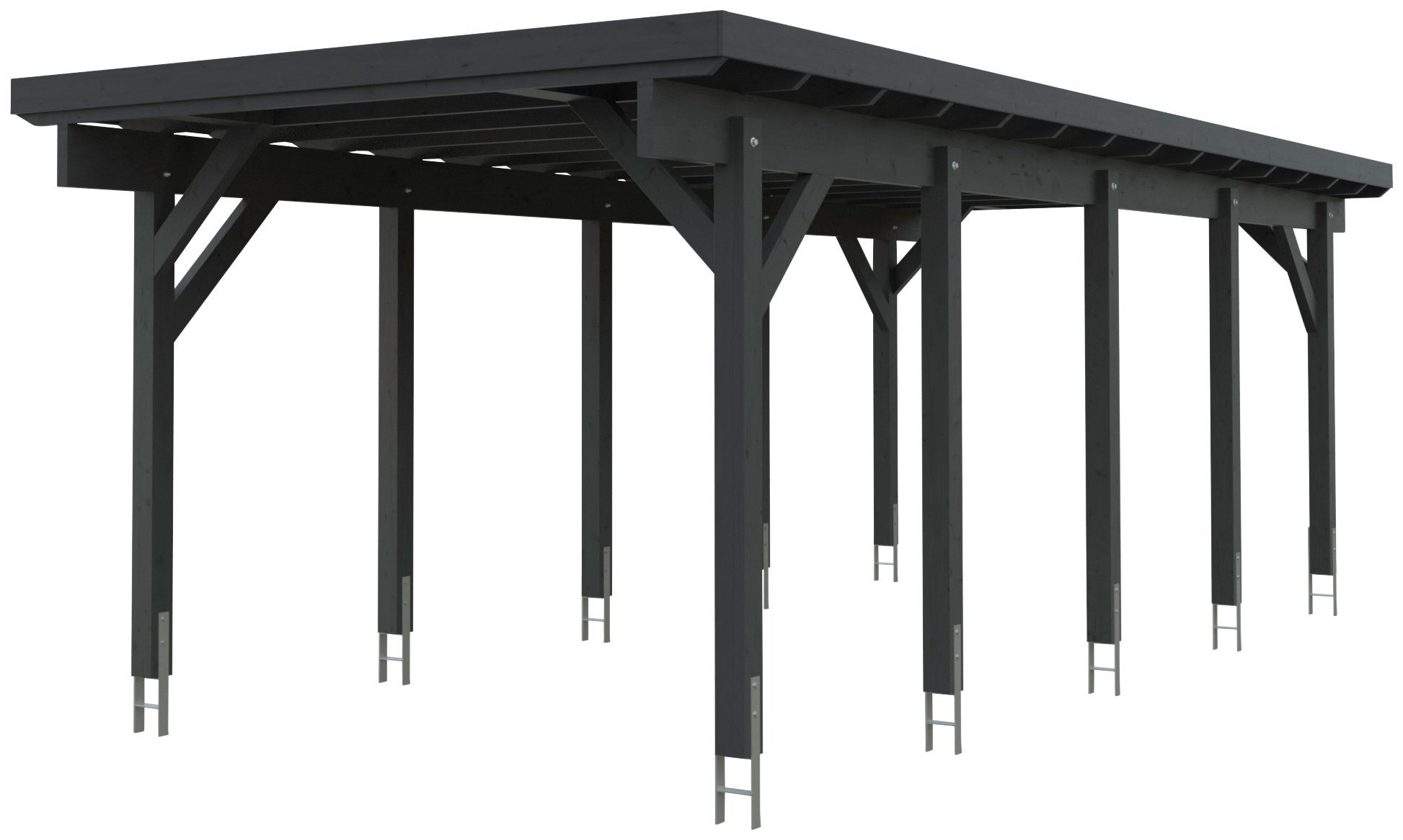 Kiehn-Holz Einzelcarport KH 320 / KH 321, BxT: 344x754 cm, 225 cm Einfahrtshöhe, Stahl-Dach, versch. Farben