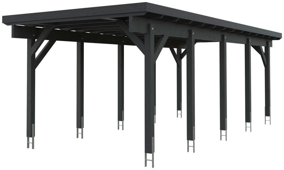 Kiehn-Holz Einzelcarport KH 320 / KH 321, BxT: 344x754 cm, 225 cm  Einfahrtshöhe, Stahl-Dach, versch. Farben