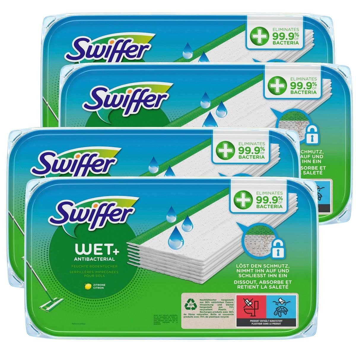 Swiffer Swiffer WET+ Anti-Bakt. feuchte Bodentücher 10 Stück mit Zitronenduft Fussbodenreiniger