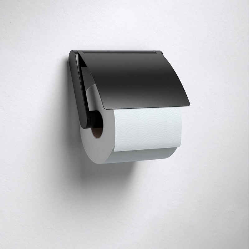 Keuco Toilettenpapierhalter Plan (Vormontiert), Papierhalter aus Metall, mit Deckel, WC-Rollenhalter