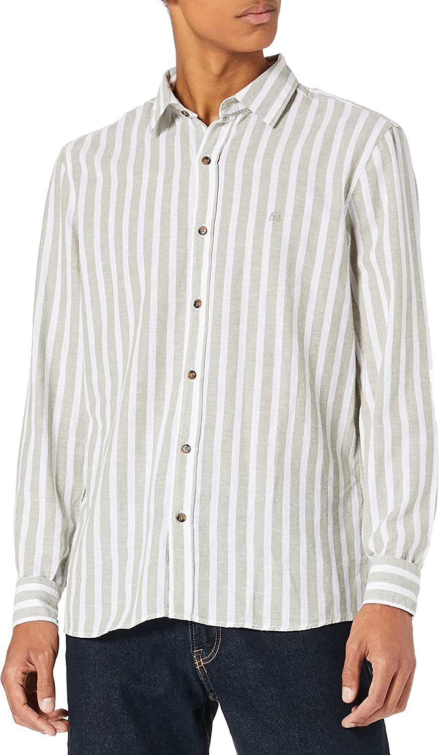 Mavi Streifenhemd Stripe Shirt Hemd Oil Green Streetwear lockerer Hemd Freizeithemd