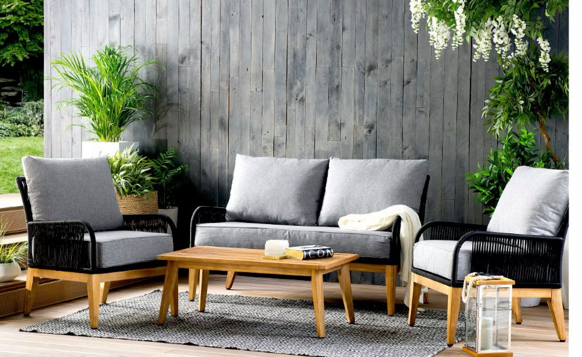 acamp Gartenlounge-Set 4-teilige Sitzgruppe Mykonos mit Tisch, (Gartenmöbel Set), Gartensofa, Möbelset, Lounge-Set