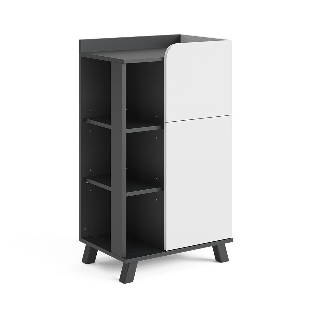 Vicco Midischrank Karen, Anthrazit/Weiß, 50 x 90 cm mit Tür und Schublade (1-St)