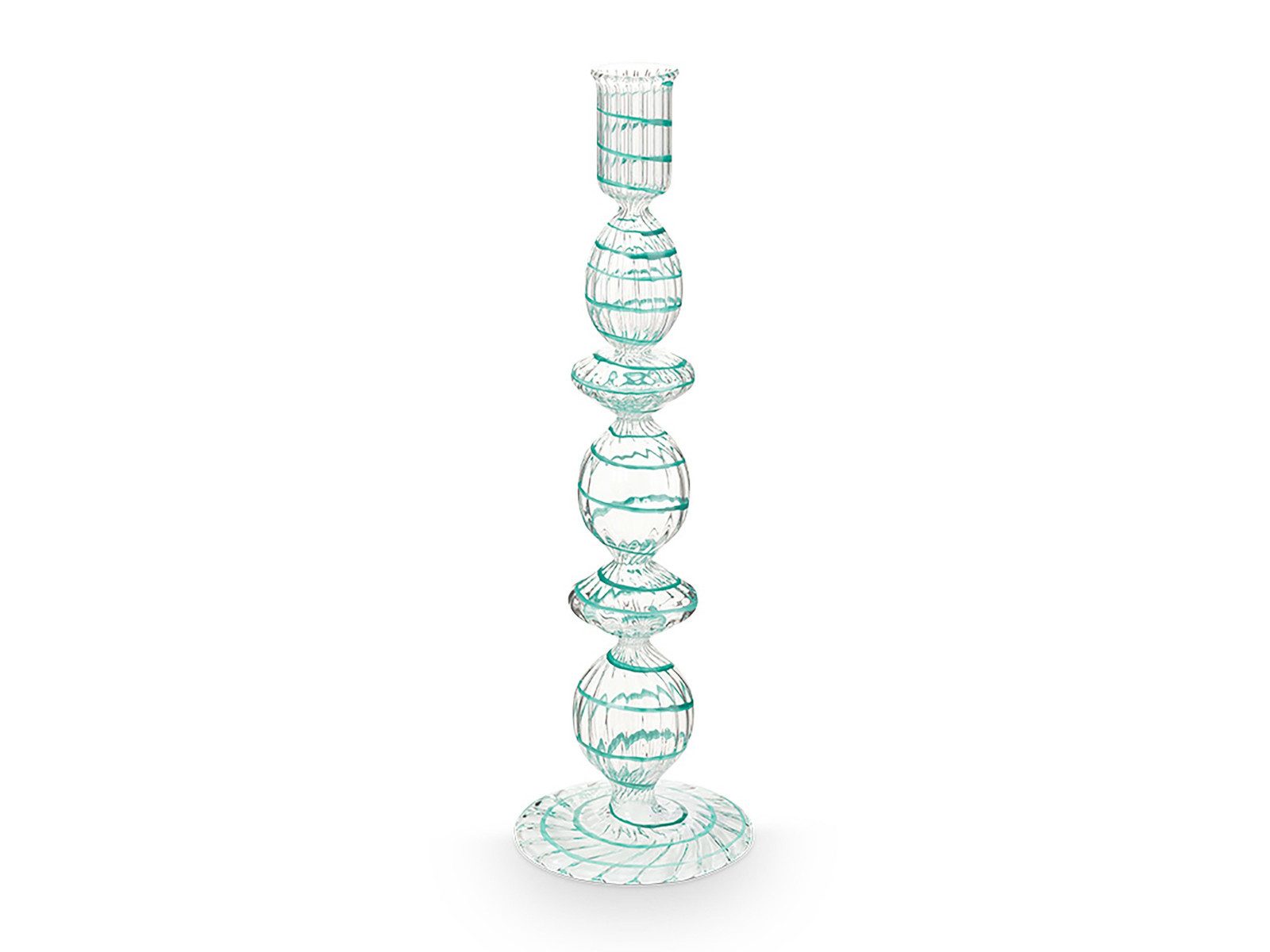 PiP Studio Kerzenständer Swirl Light Blue Glas Kerzenständer 28cm
