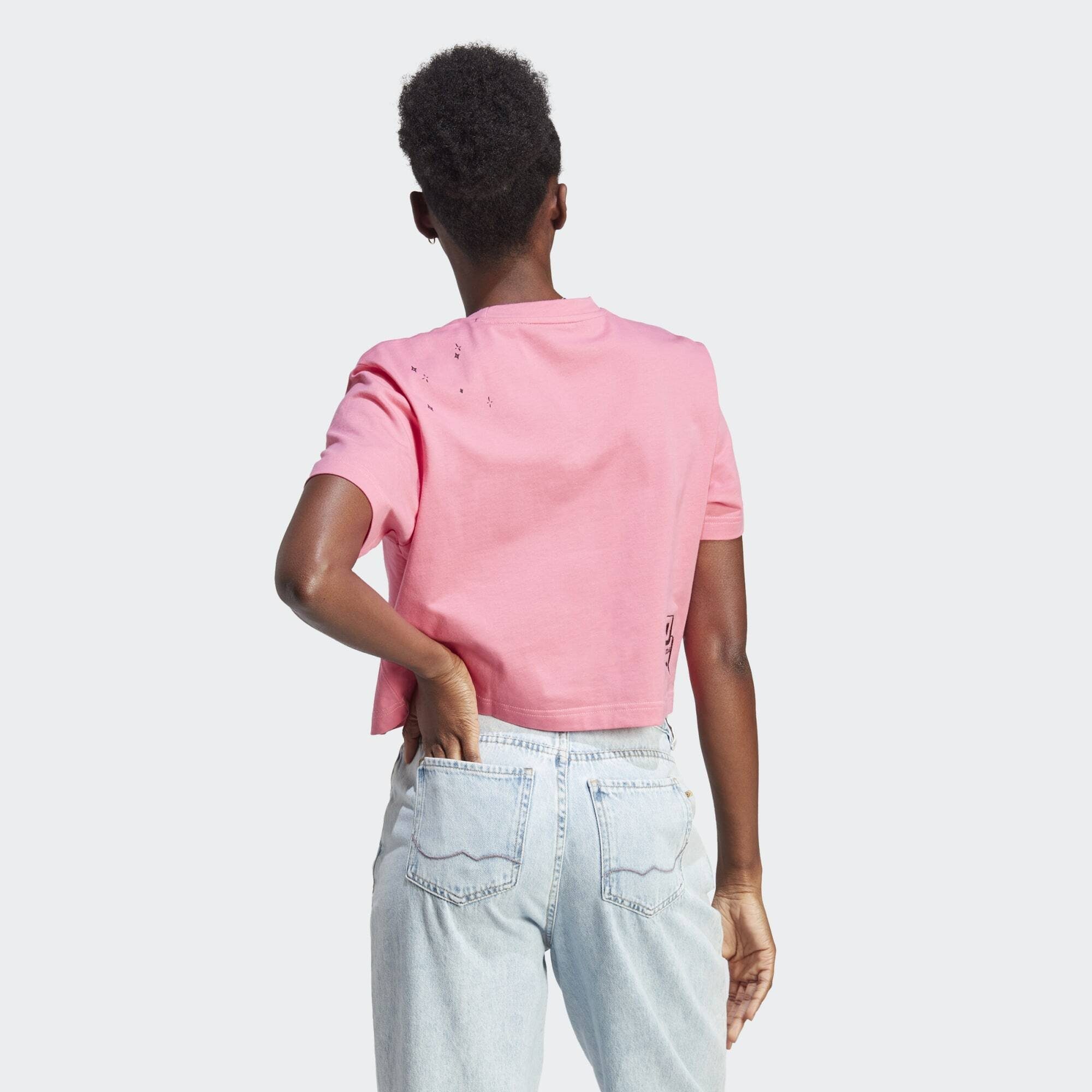 Black SCRIBBLE T-Shirt Sportswear Fusion CROP-SHIRT / EMBROIDERY Pink adidas