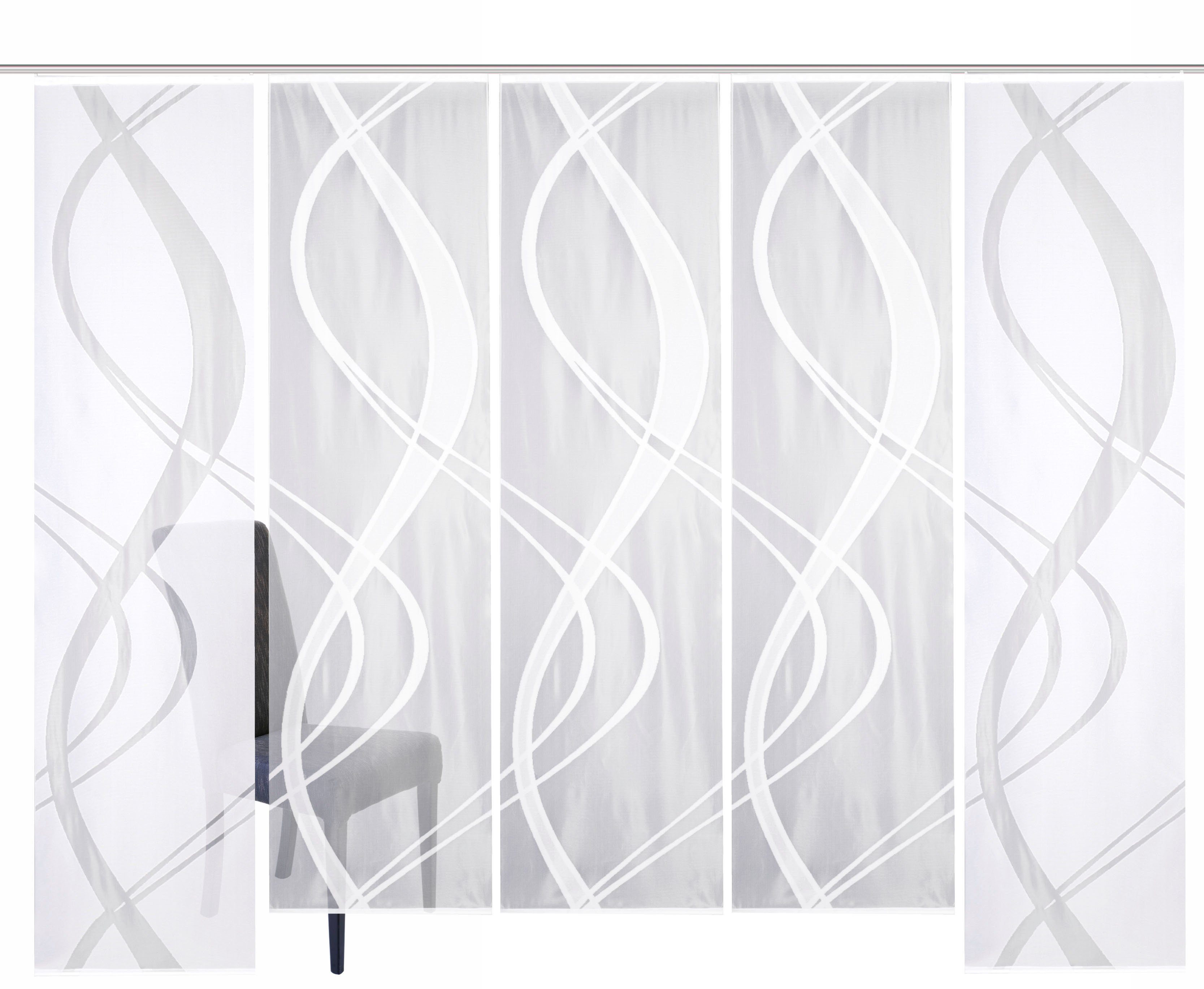 HOME WOHNIDEEN Schiebegardine TIBASA (5 St), Paneelwagen, halbtransparent, Wirkware, halbtransparent