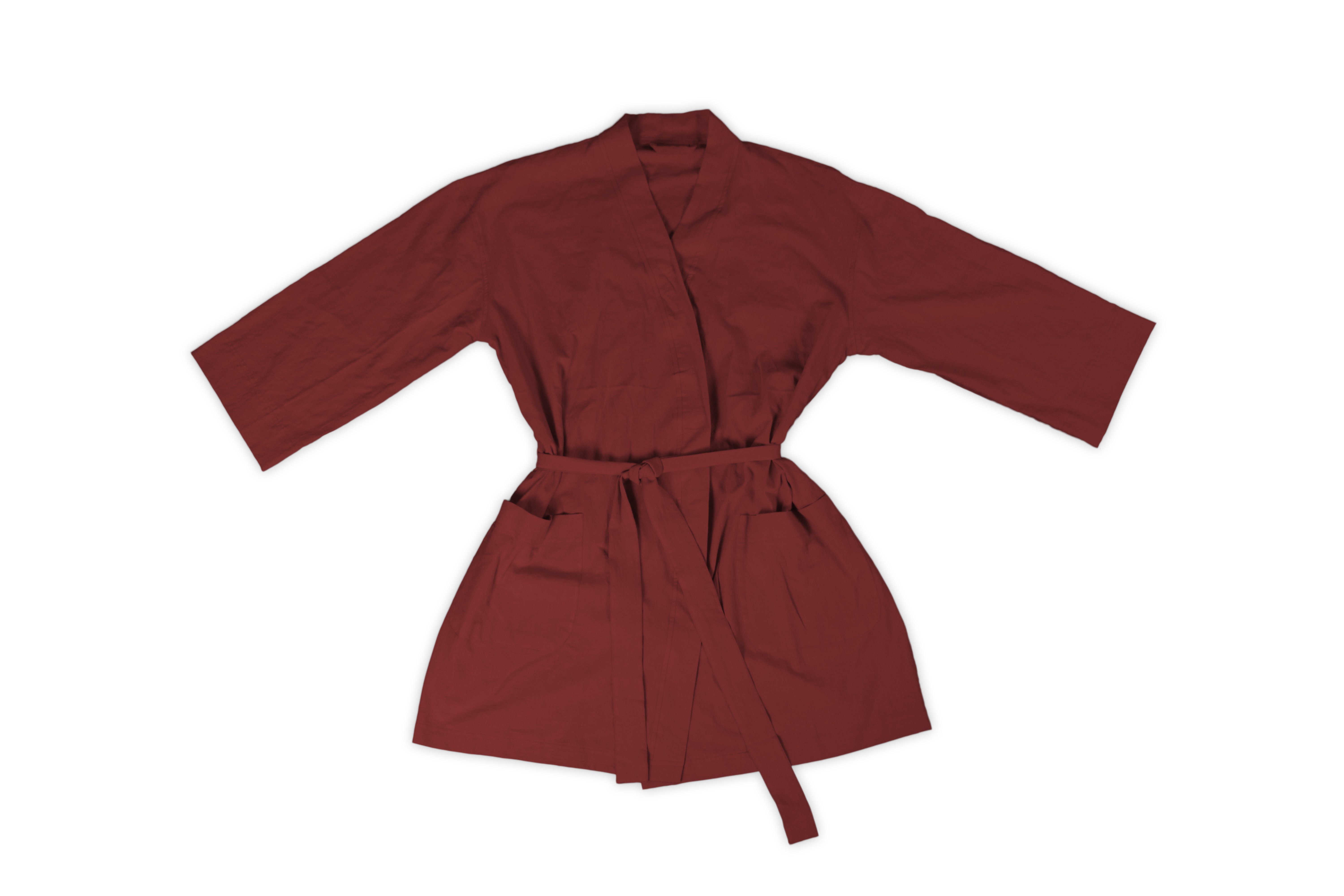Kimono-Kragen, Gürtel One-Size 36-42, Bademantel Baumwolle, Kimono Granatapfel 100% Lissabon jilda-tex Kimono