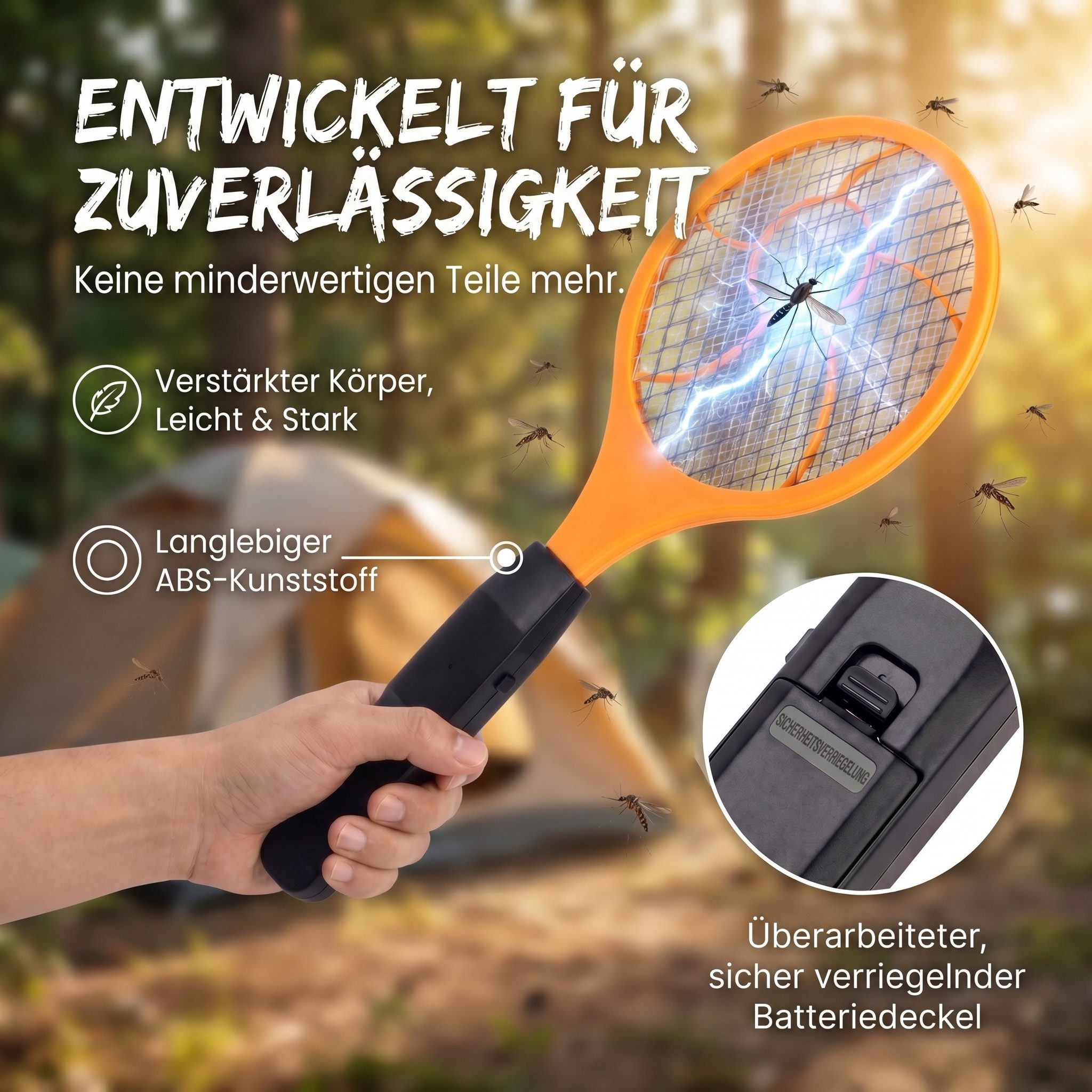 Goods+Gadgets Fliegenklatsche GOODS+GADGETS Insektenklatsche Batterie - Elektrische Fliegenklatsche, Elektro Fliegenfänger
