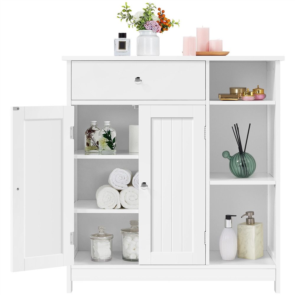 Yaheetech Badkommode Badezimmerschrank mit Schublade & verstellbaren Einlegeböden, Unterschrank Badschrank Badezimmermöbel, 75 x 30 x 80 cm