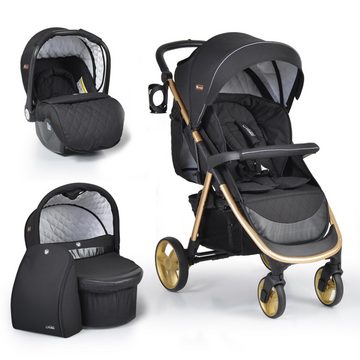 Cangaroo Kombi-Kinderwagen Kombikinderwagen Noble 3 in 1, Babyschale, Babywanne, Sportsitz klappbar