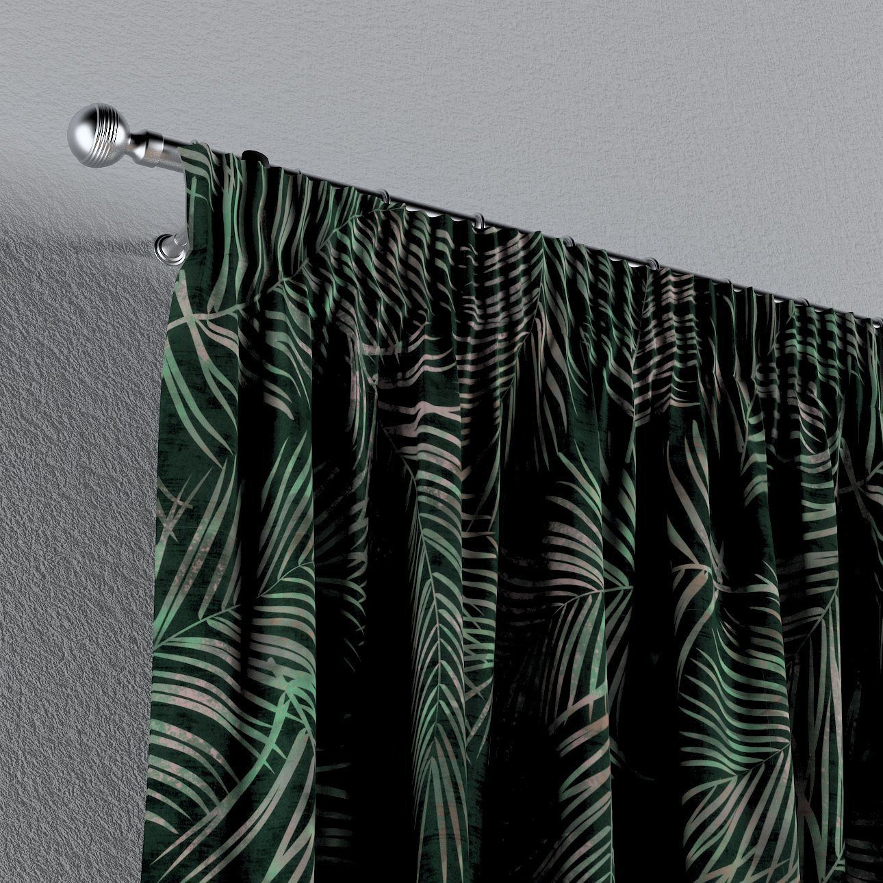 Vorhang waldgrün mit Dekoria 130x100 Velvet, Vorhang Kräuselband cm,