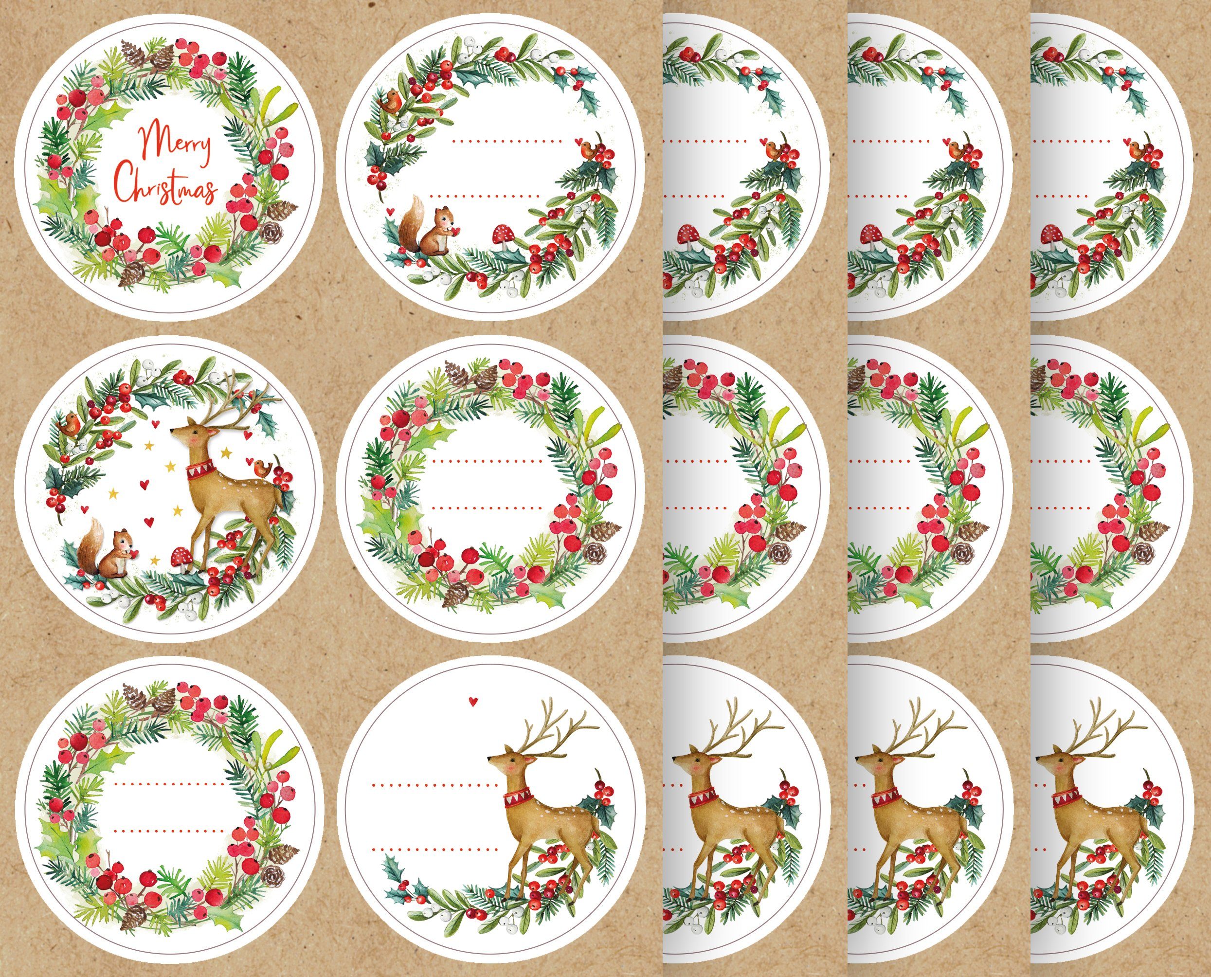 Braun+Company Atelier Aufkleber Natural Christmas, 4 Bogen