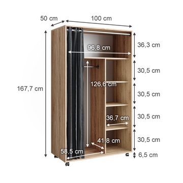 Vicco Kleiderschrank Mobiler Schrank DOROS Sonoma