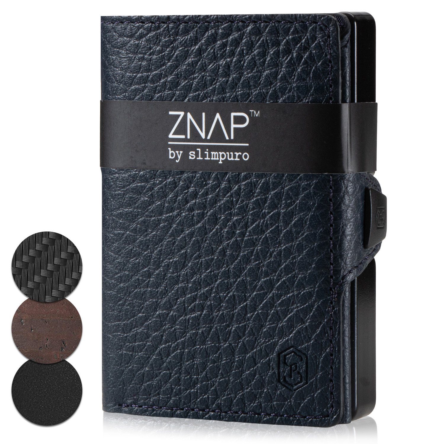 Slimpuro Geldbörse ZNAP 12 (1 x Slim Wallet;1 x Münzfach;1 x RFID-Shield Karte), Leder Portemonnaie klein Damen Herren Geldbeutel Unisex Brieftasche