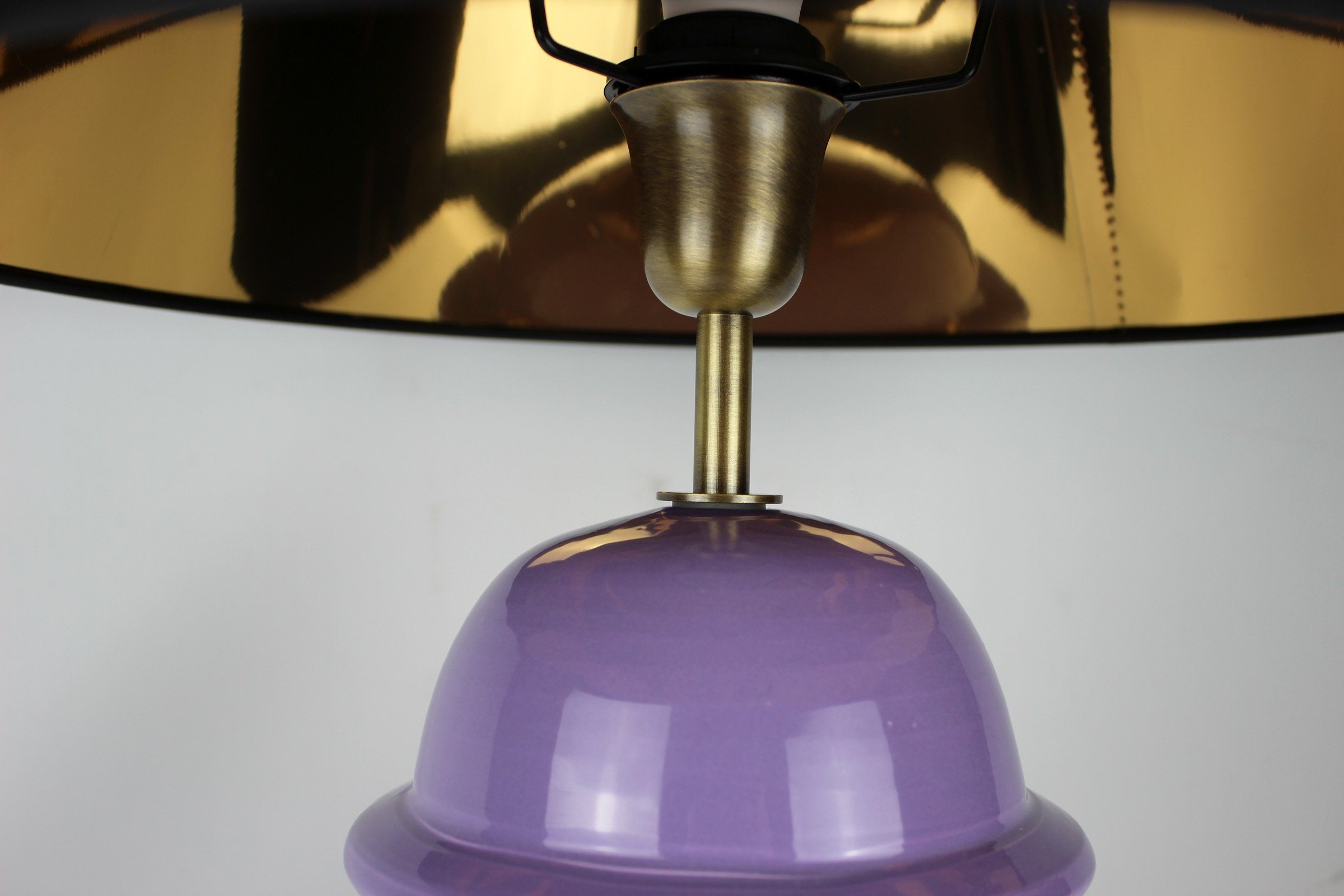 Signature Home Collection Tischleuchte Tischlampe warmweiß, mit Leuchtmittel, grau ohne in Tempelvase, Keramik lila Lampenschirm Tischlampe