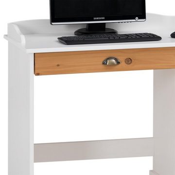 IDIMEX Schreibtisch COLETTE, Schreibtisch Bürotisch Arbeitstisch mit Aufsatz in weiß/braun Landhaus