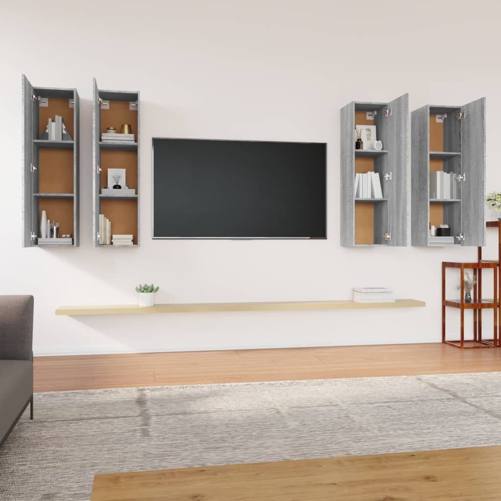 cm Sonoma TV-Schrank 30,5x30x110 Holzwerkstoff Stk. TV-Schränke vidaXL Grau (4-St) 4