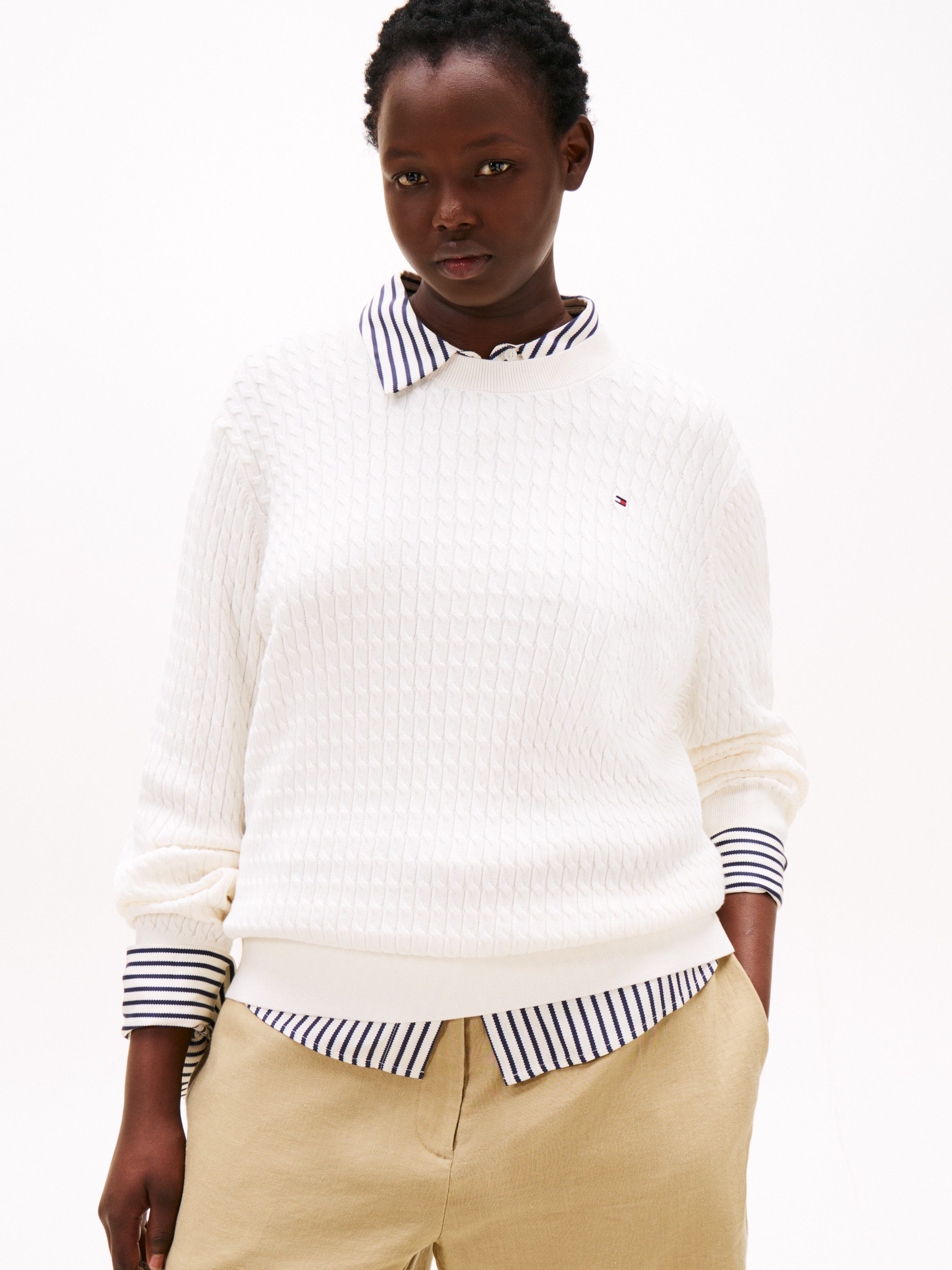 Tommy Hilfiger Curve Strickpullover CRV CO CABLE FINE GG C-NK LS SWT in gro günstig online kaufen