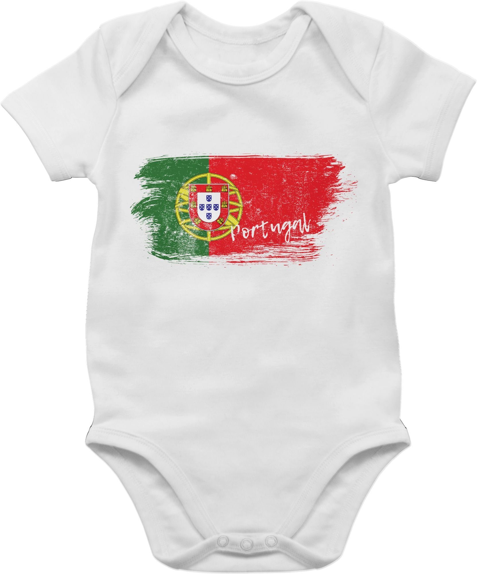 Shirtbody EM 1 Baby Shirtracer Weiß 2024 Fussball Portugal Vintage