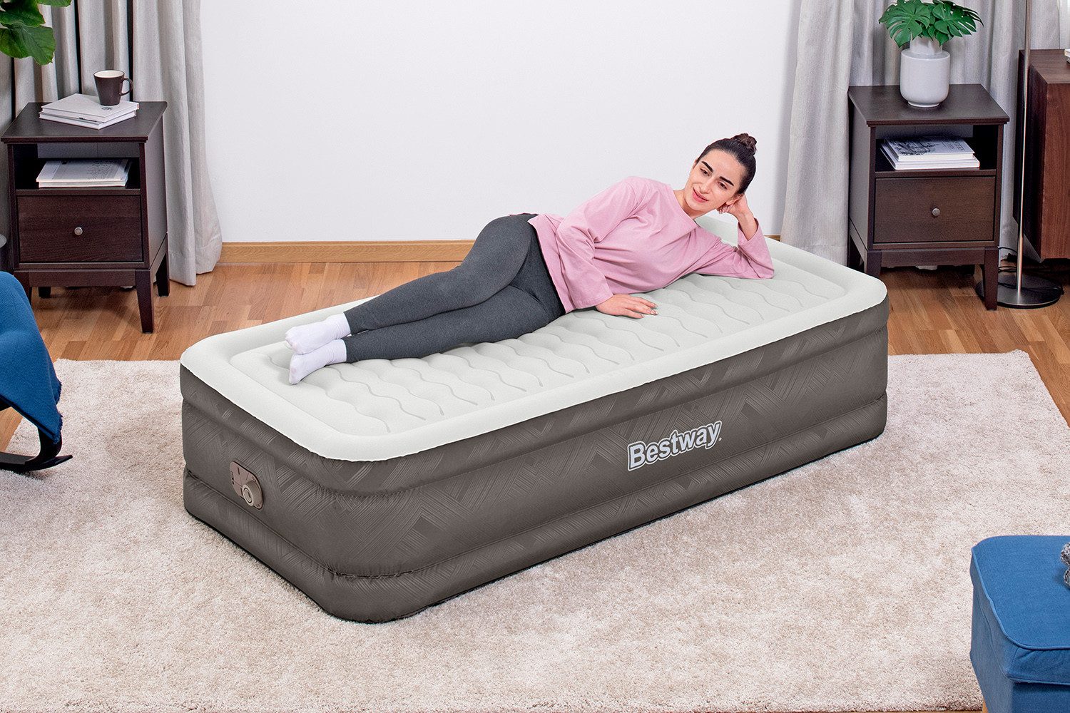 Bestway Luftbett Fortech™, (Packung, 1-tlg., mit integrierter Elektropumpe 191 x 97 x 46 cm), in 180 - 240 sek. aufgepumpt