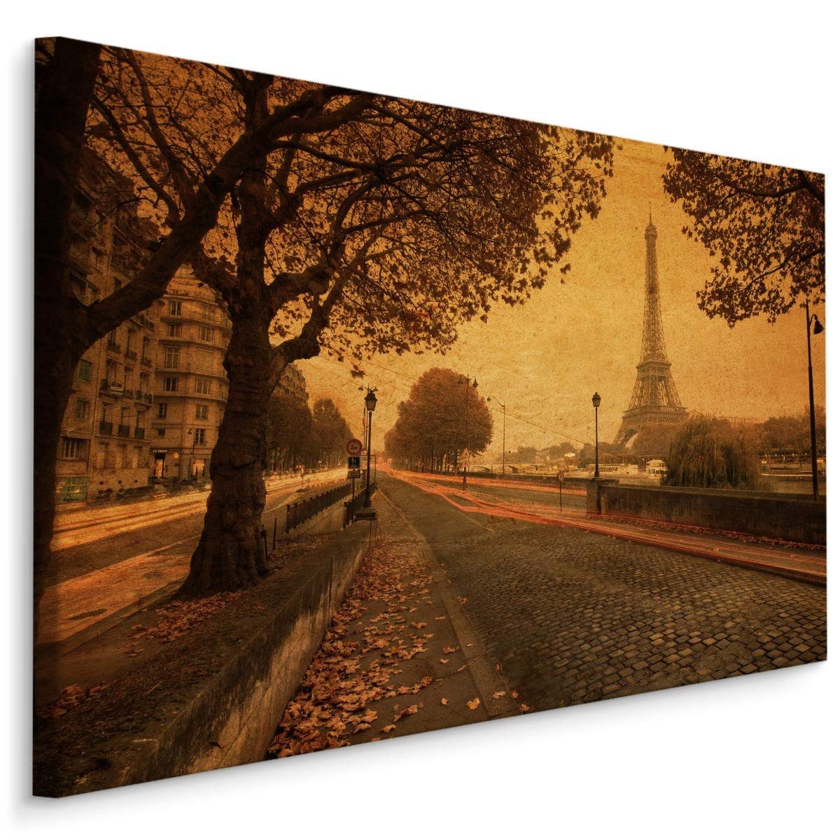 Muralo Leinwandbild Architektur – Leinwandbild Wandbild Kunstdruck Wohnzimmer, Gebäude (1 St), Paris – Stadt – Frankreich, 70 x 50 cm, aufhängefertig