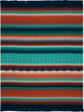 Wohndecke Peru, bunte Ethno Kuscheldecke in 150x200 cm, Biederlack, mit Fransen, Decke aus Baumwollmix, Made in Germany