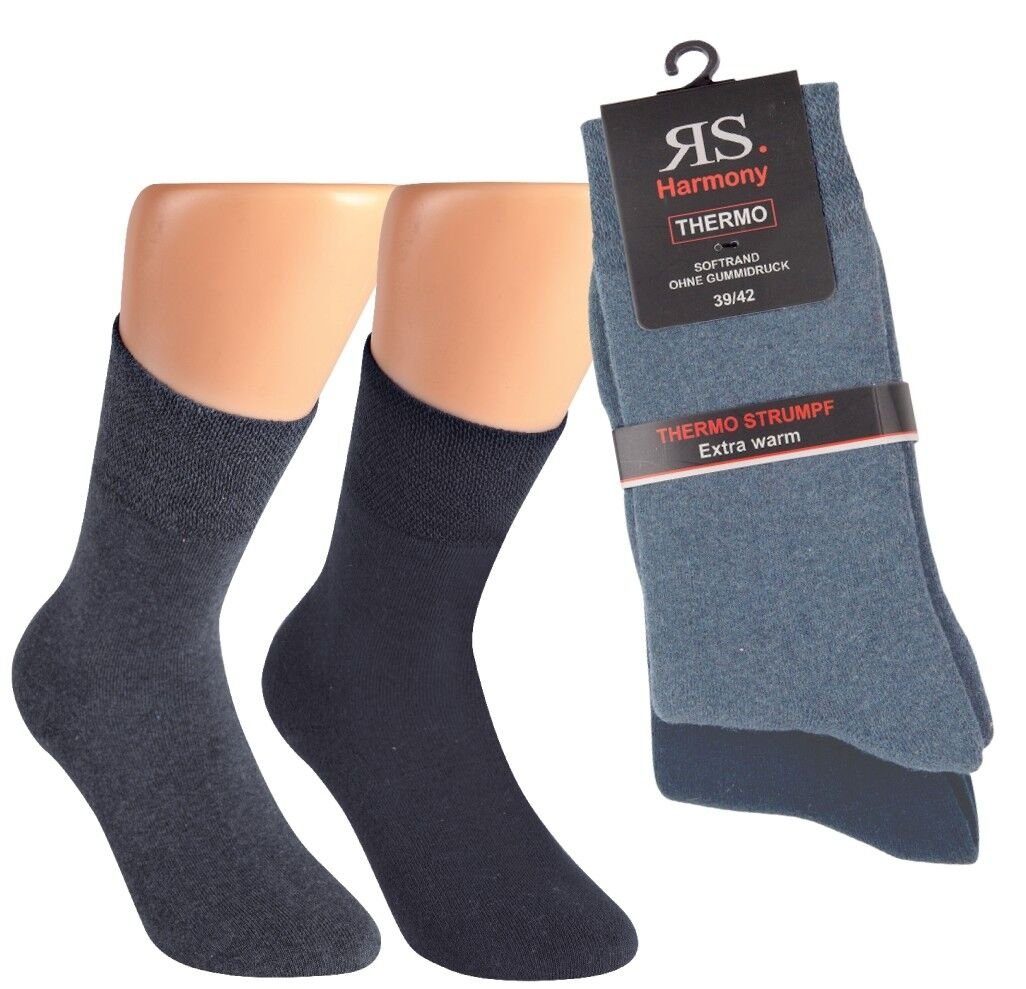 RS Harmony Thermosocken Thermo Socken für Damen mit Softrand Frottee Baumwolle ohne Gummi (2 Paar) Innenfrottee
