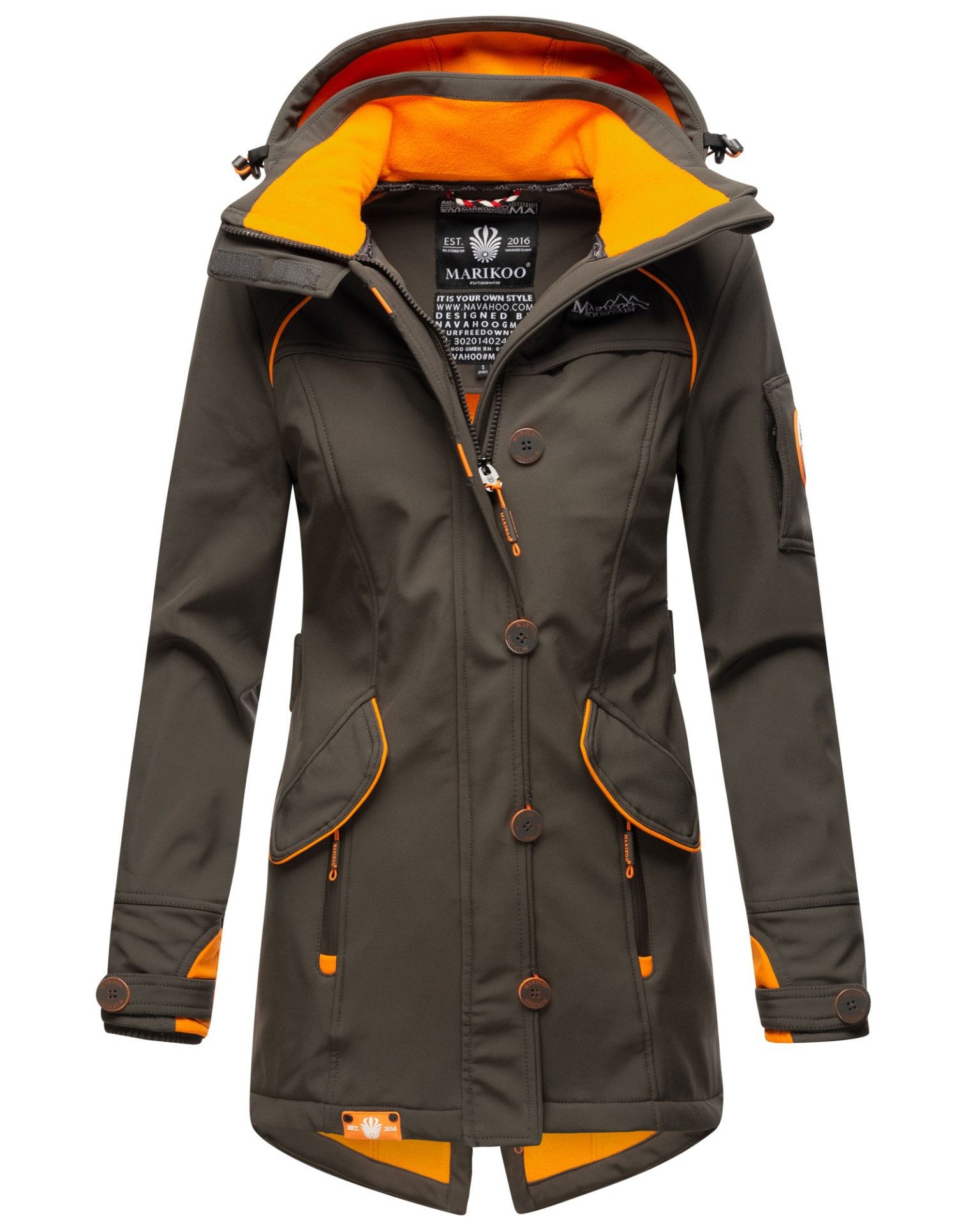 Marikoo Softshelljacke mit Kapuze – Outdoorjacke wind- und wasserabweisend Softshelljacke mit Fleecefutter und abnehmbarer Kapuze
