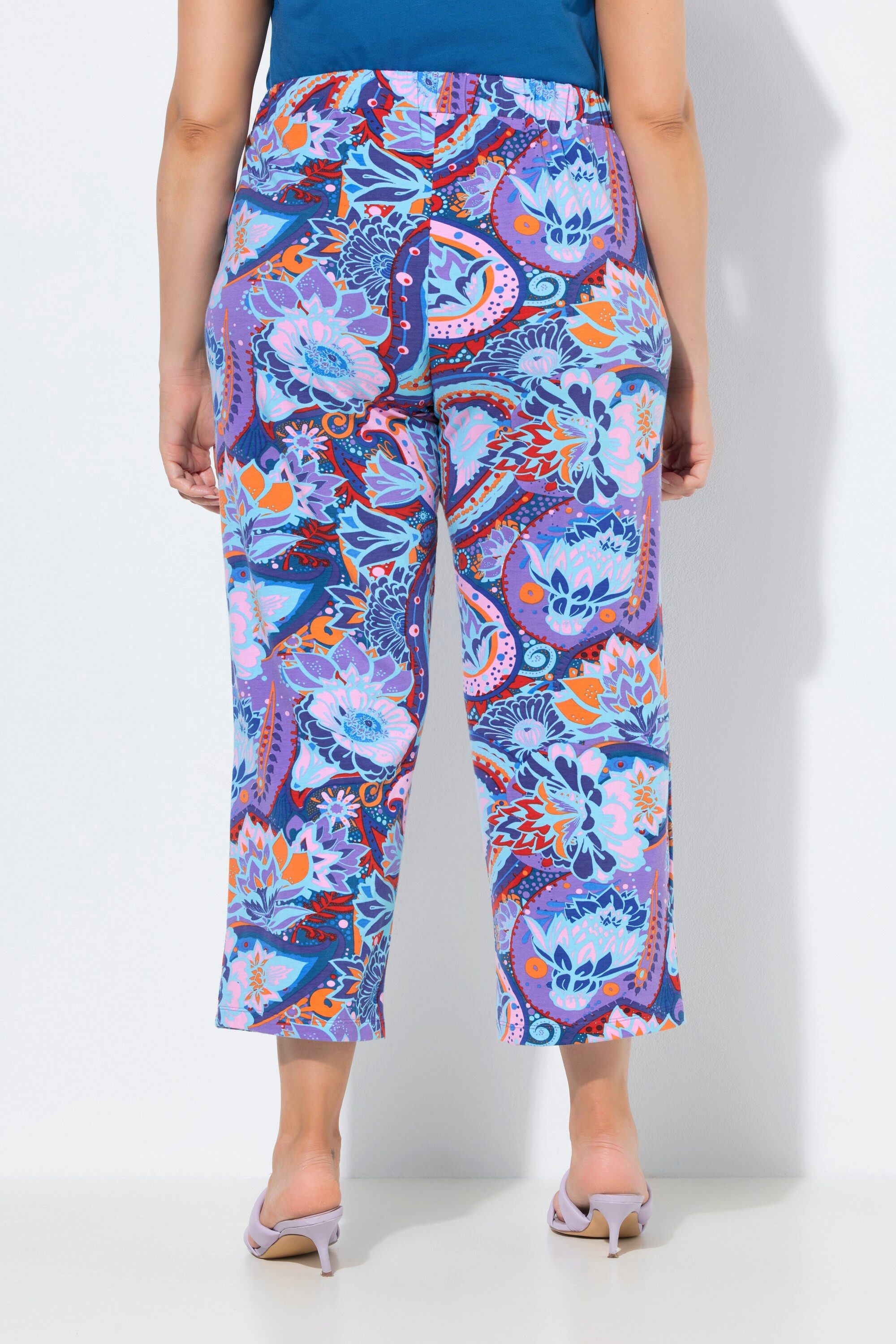 Ulla Popken Schlupfhose 7/8-Jerseyhose gemustert gerades Bein Elastikbund