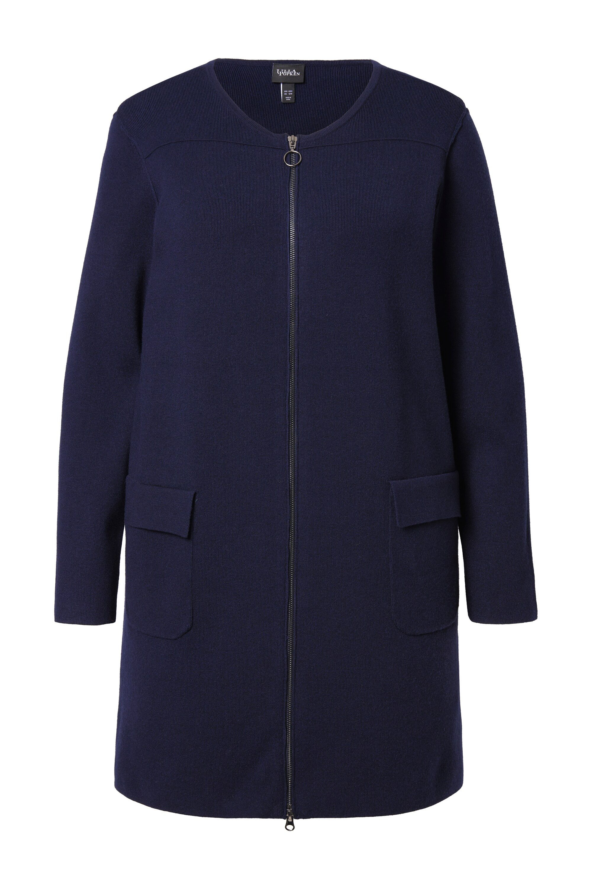 Ulla Popken Strickjacke Strickjacke Feinripp Rundhals 2-Wege-Zipper günstig online kaufen